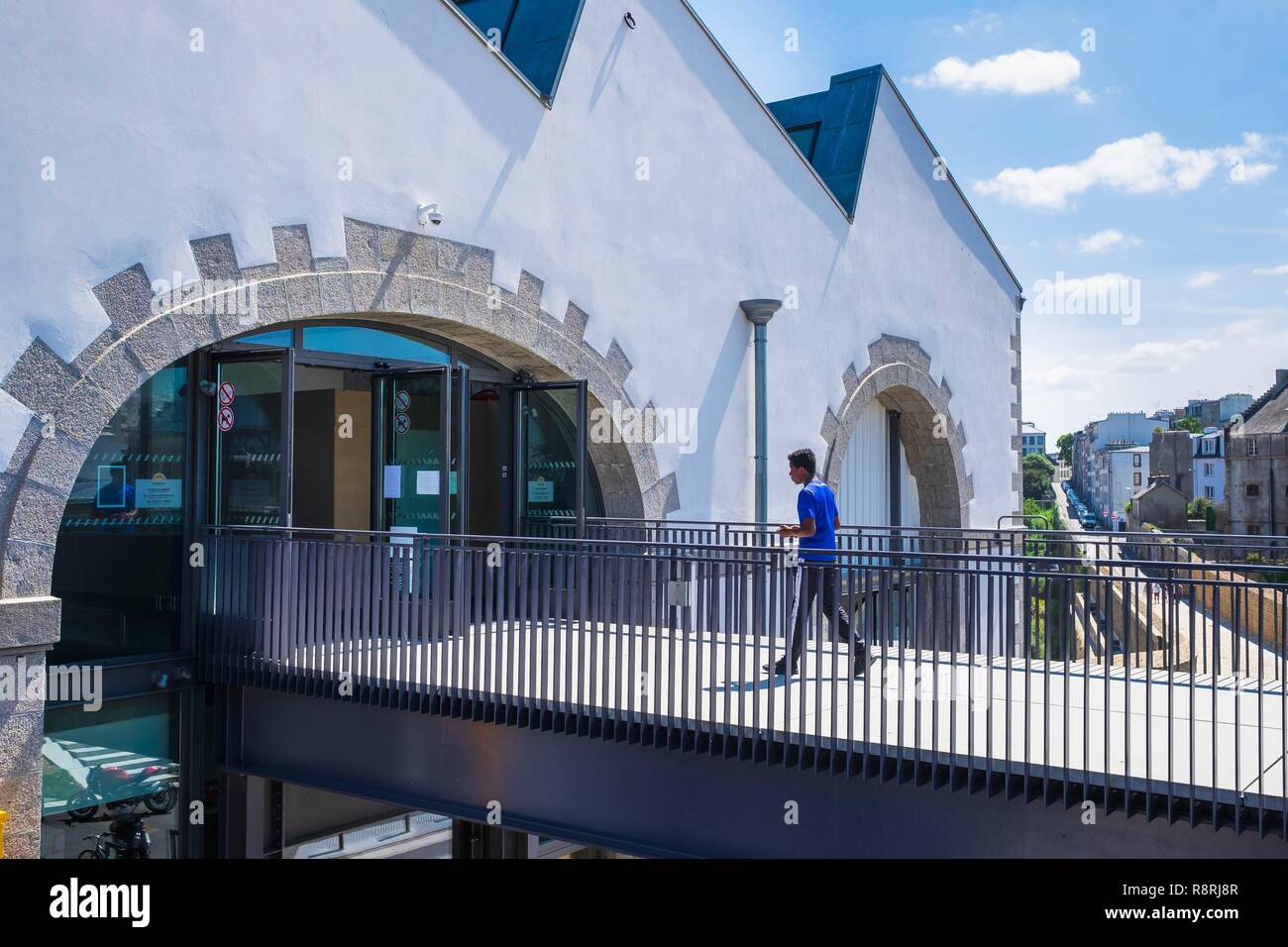 La France, Finistère, Brest, Capucins éco quartier, les ateliers, les anciens ateliers de mécanique de l'Arsenal Banque D'Images