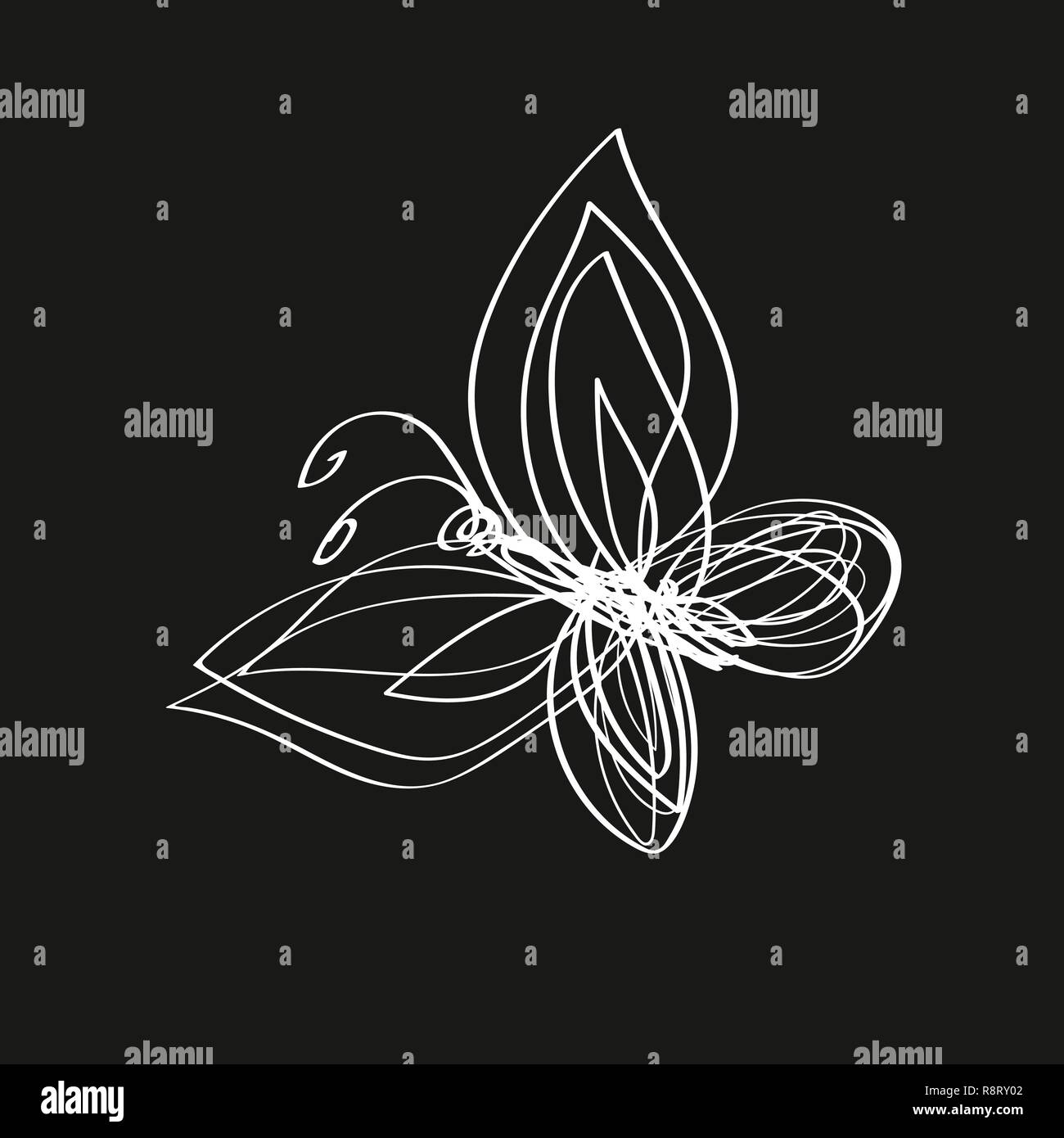 Ligne continue dessinés à la main, papillon. Vector illustration Illustration de Vecteur