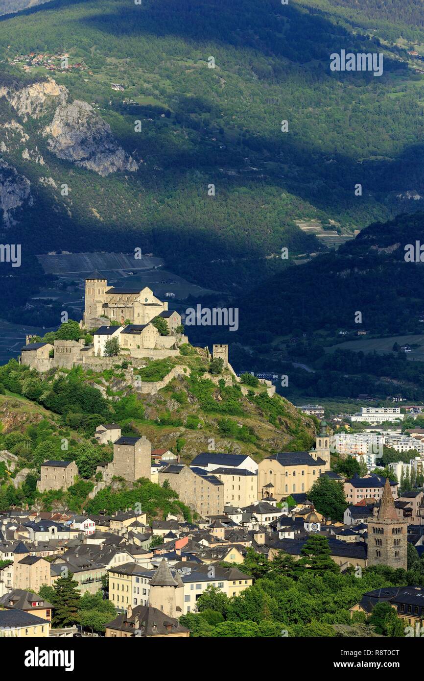 La Suisse, canton du Valais, Sion, Basilique de Notre-Dame de Valère (XIII) Banque D'Images