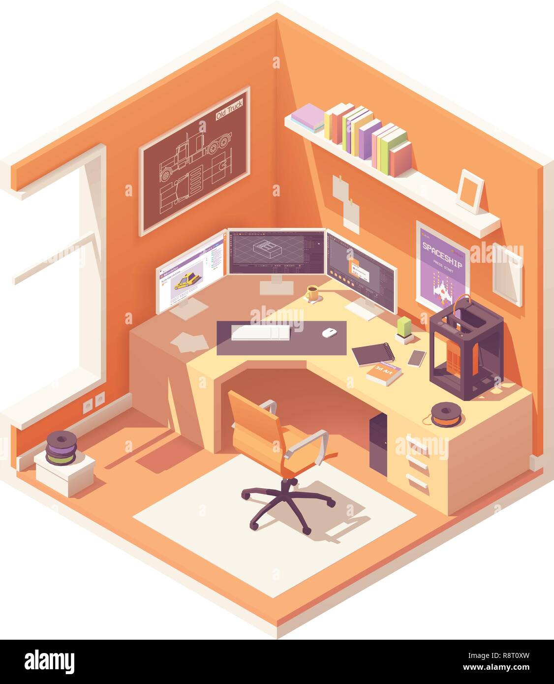 3D isométrique de scénario de travail de l'artiste Illustration de Vecteur 3D isométrique de scénario de travail de l'artiste Illustration de Vecteur