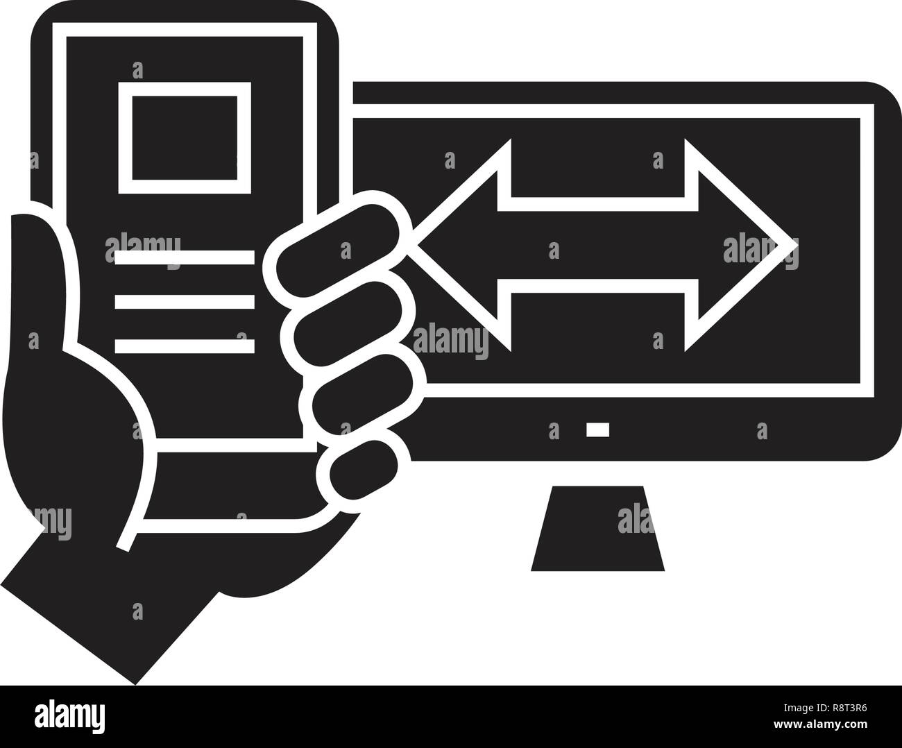 Adaptive design black concept vecteur icône. La conception adaptative télévision illustration, sign Illustration de Vecteur