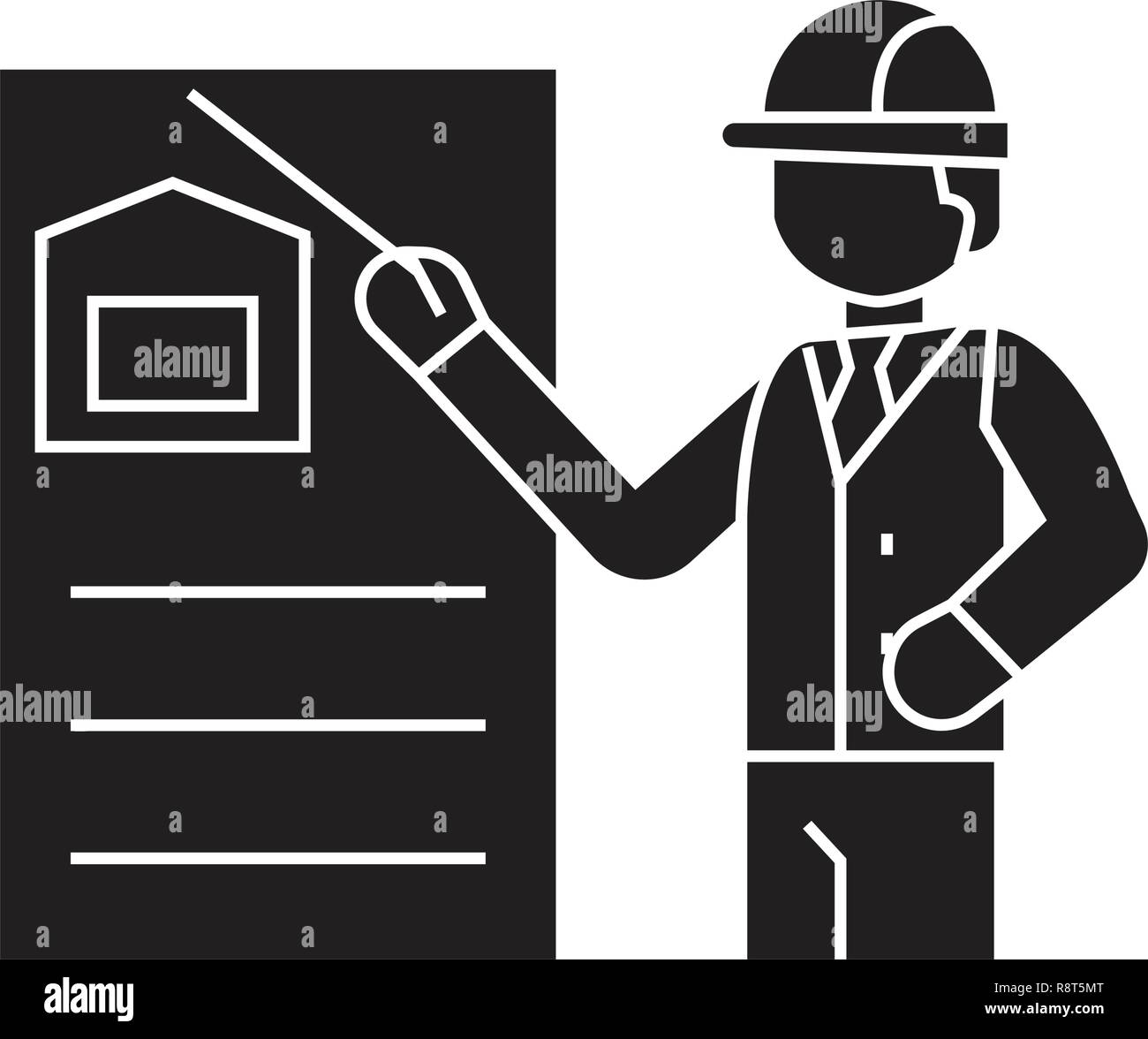 Construction solution vecteur icône noire concept. Construction solution télévision illustration, sign Illustration de Vecteur