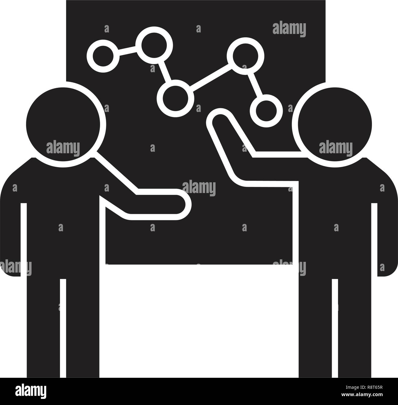 Discussion des bénéfices vecteur icône noire concept. Discussion des bénéfices télévision illustration, sign Illustration de Vecteur