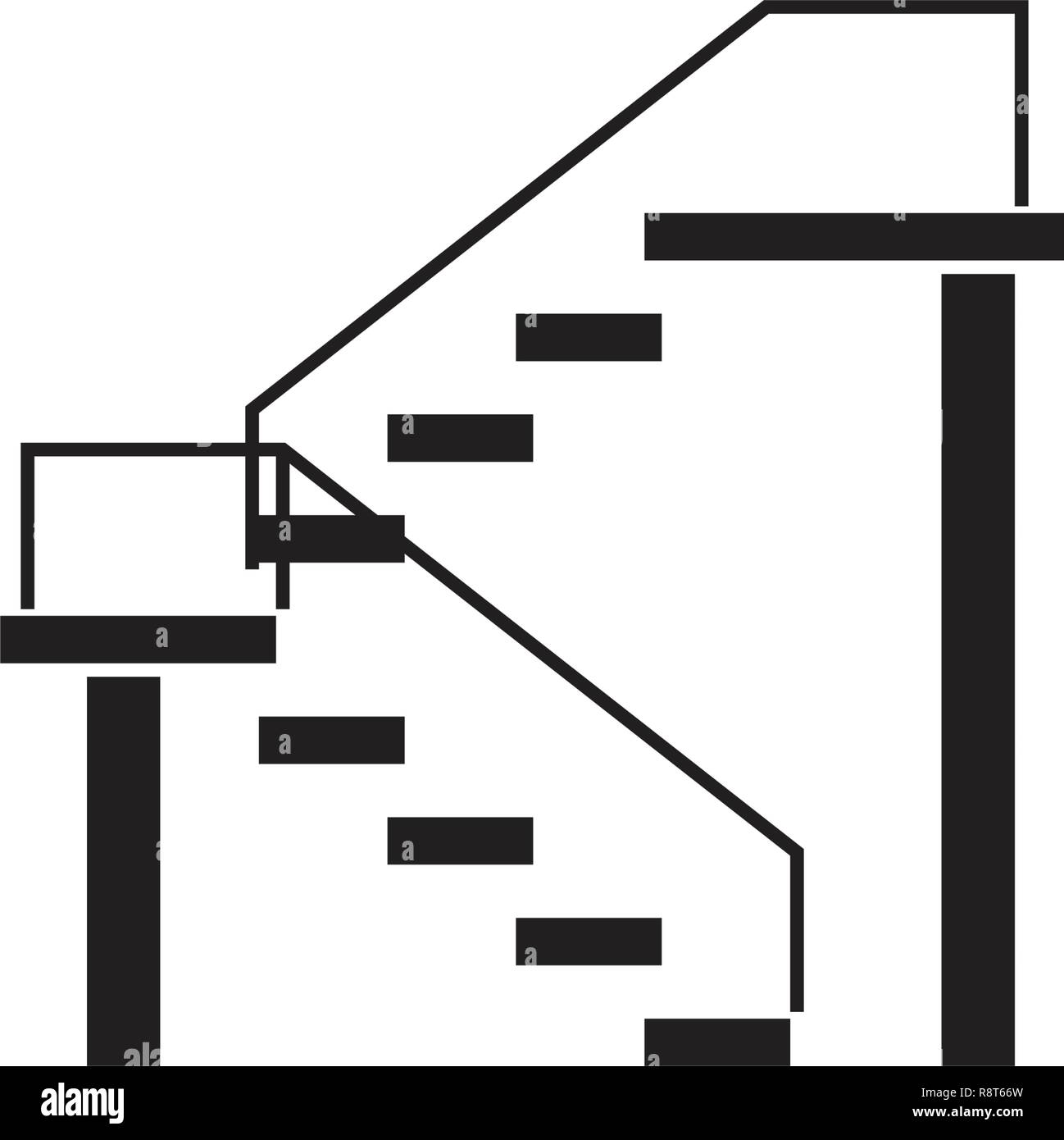 Escalier double vecteur icône noire concept. Escalier double télévision illustration, sign Illustration de Vecteur