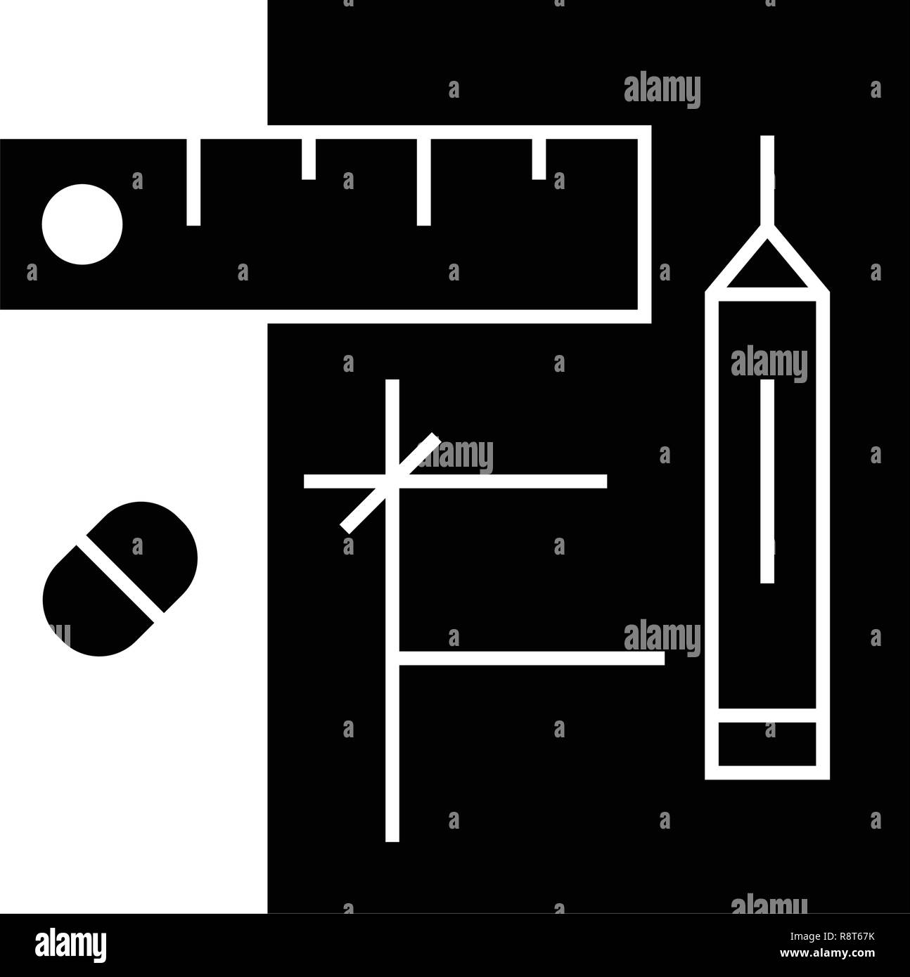 Projet Projet de vecteur icône noire concept. Projet de télévision du projet illustration, sign Illustration de Vecteur