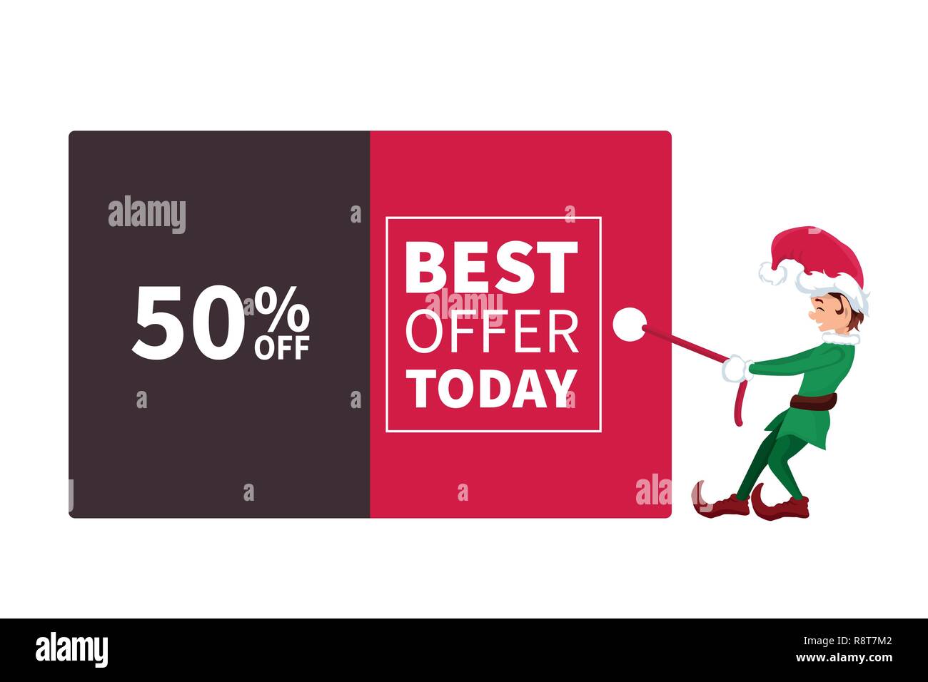 Père Noël tirant elf et de promotion en ligne de poster pour Noël Illustration de Vecteur