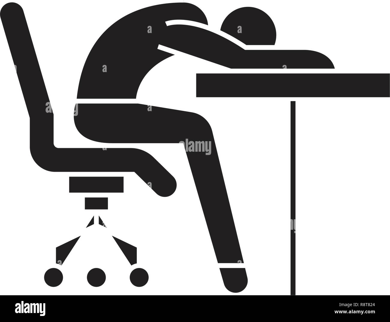 Vecteur icône noire la fatigabilité concept. Télévision la fatigabilité illustration, sign Illustration de Vecteur