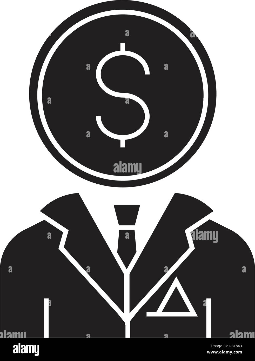 Consultant financier vecteur icône noire concept. Le consultant financier télévision illustration, sign Illustration de Vecteur
