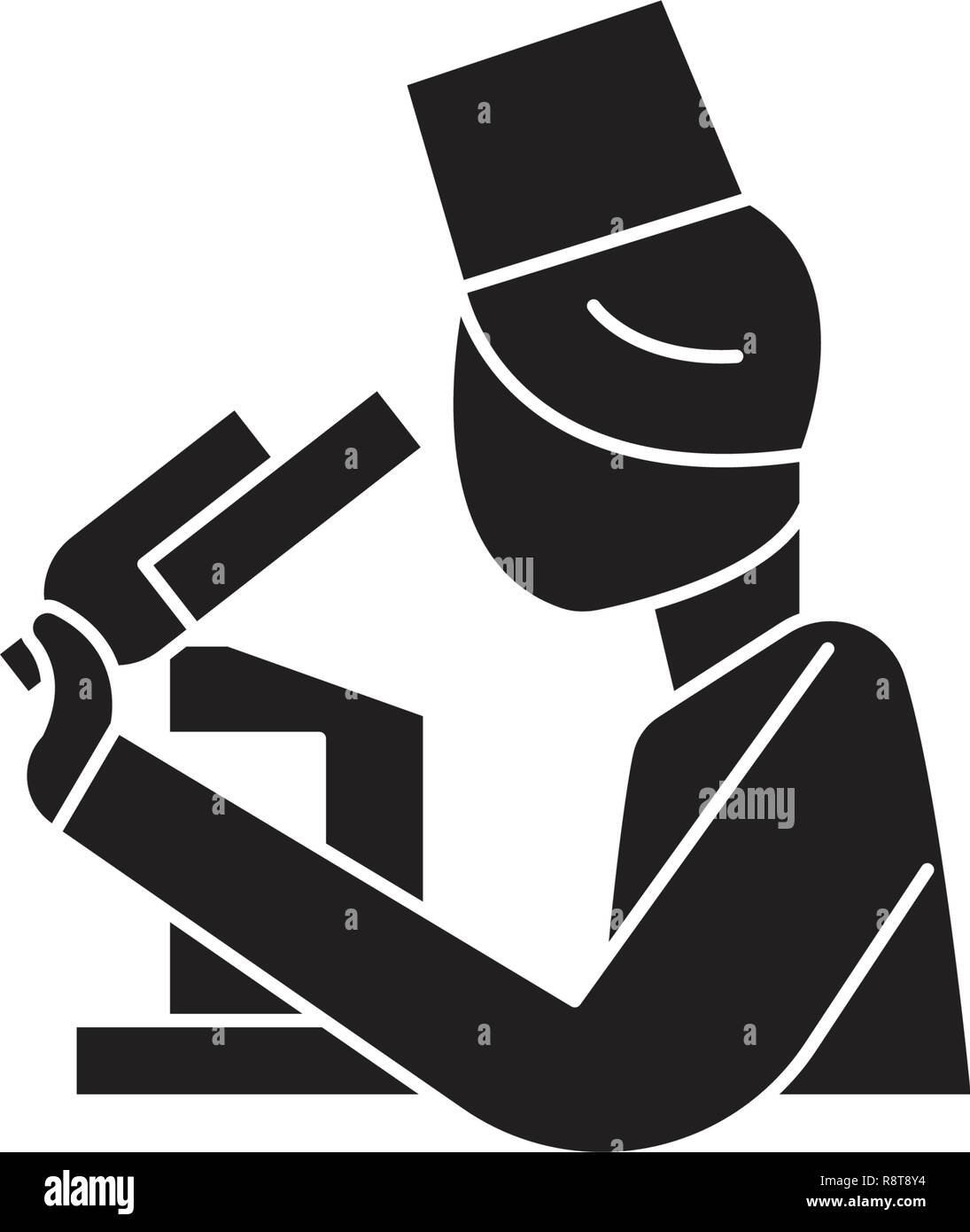 La recherche en laboratoire vecteur icône noire concept. La recherche en laboratoire télévision illustration, sign Illustration de Vecteur