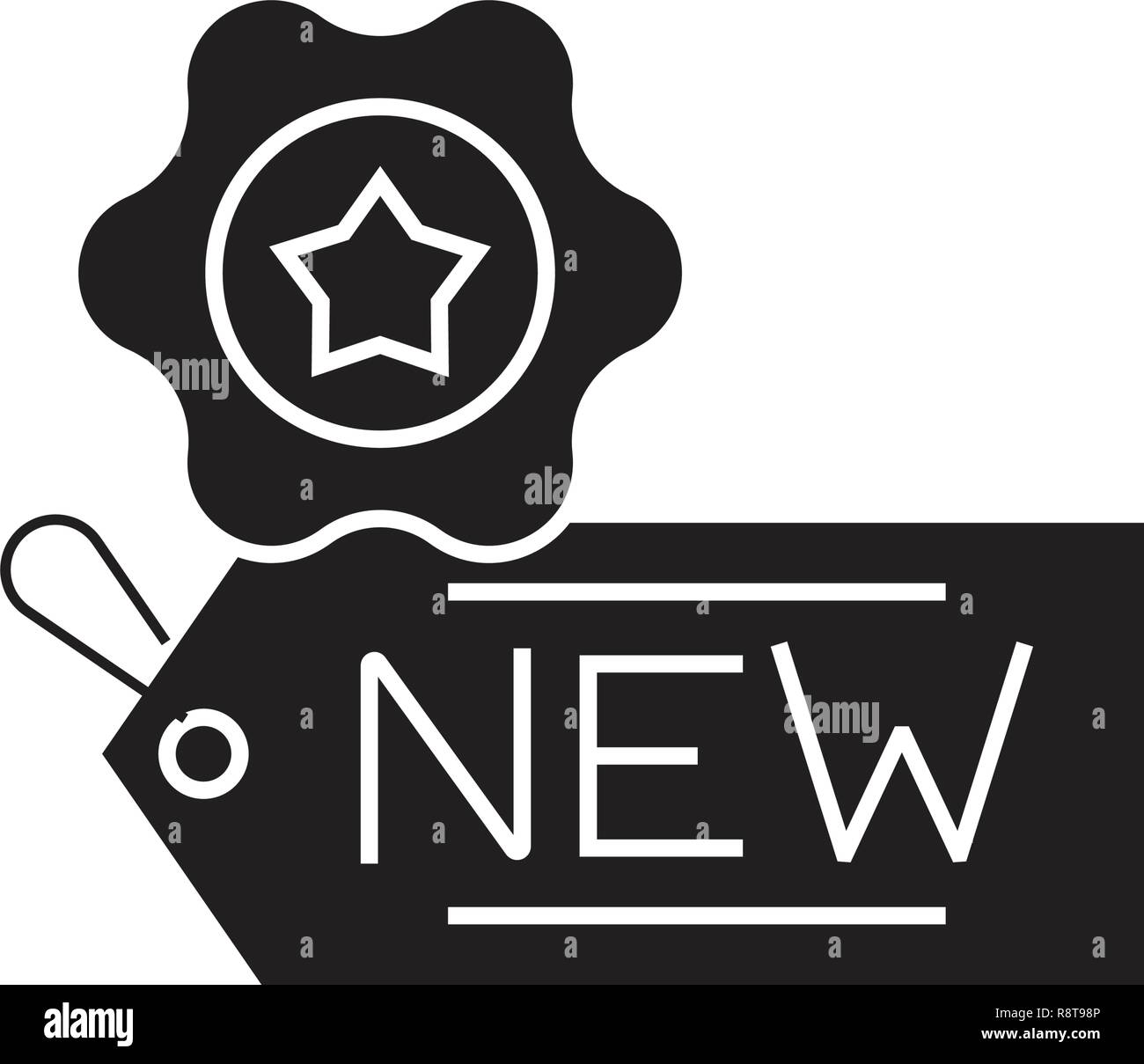 Nouveau programme vecteur icône noire concept. Nouveau programme télévision illustration, sign Illustration de Vecteur