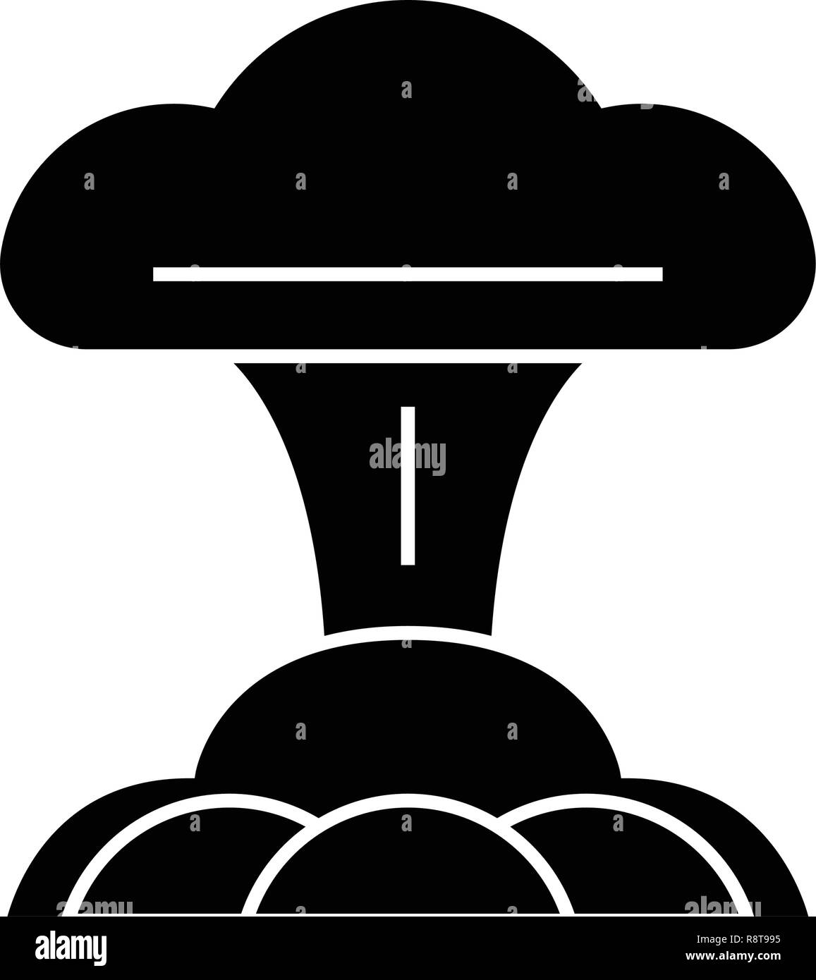 Explosion Nucléaire vecteur icône noire concept. Explosion Nucléaire télévision illustration, sign Illustration de Vecteur