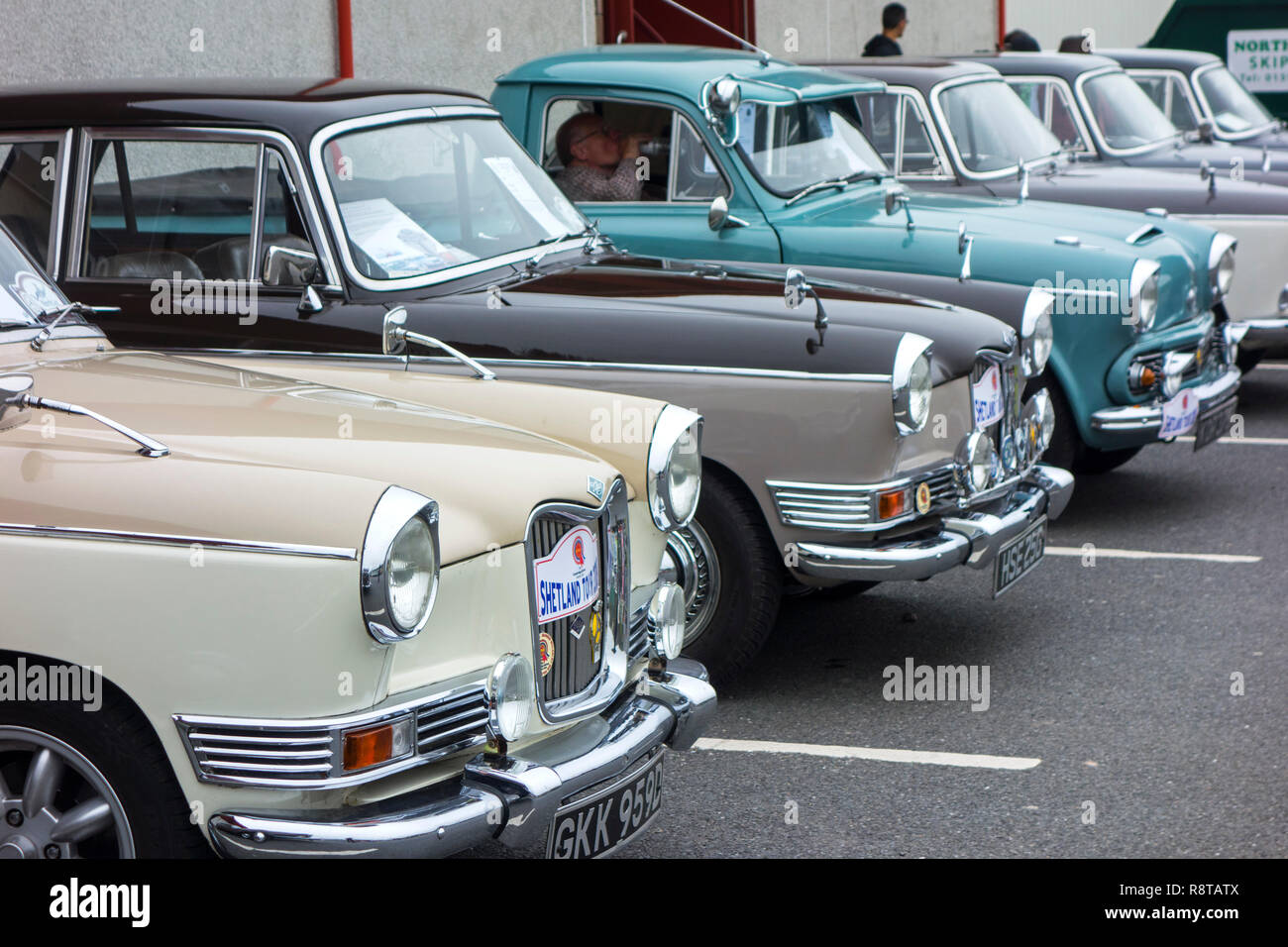 Animaux / oldtimers au Classic Motor Show Shetland à Lerwick, Shetland, UK Banque D'Images