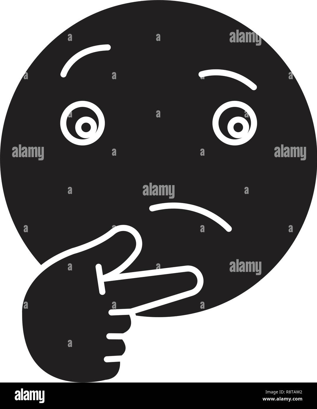 Emoji pensée vecteur icône noire concept. Télévision emoji pensée illustration, sign Illustration de Vecteur