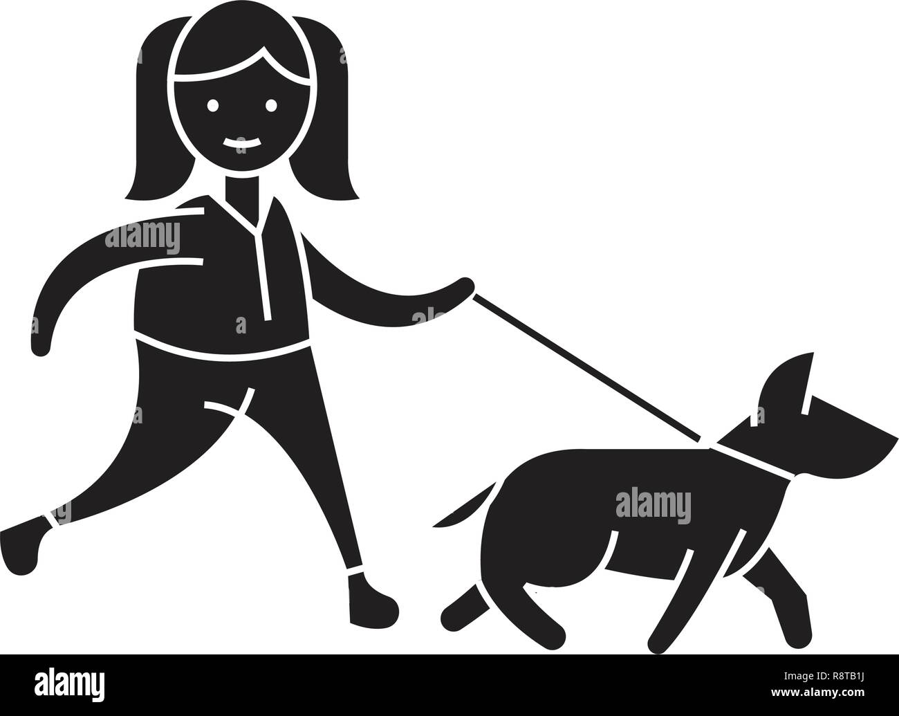 Promenez le chien black concept vecteur icône. Promenez le chien télévision illustration, sign Illustration de Vecteur