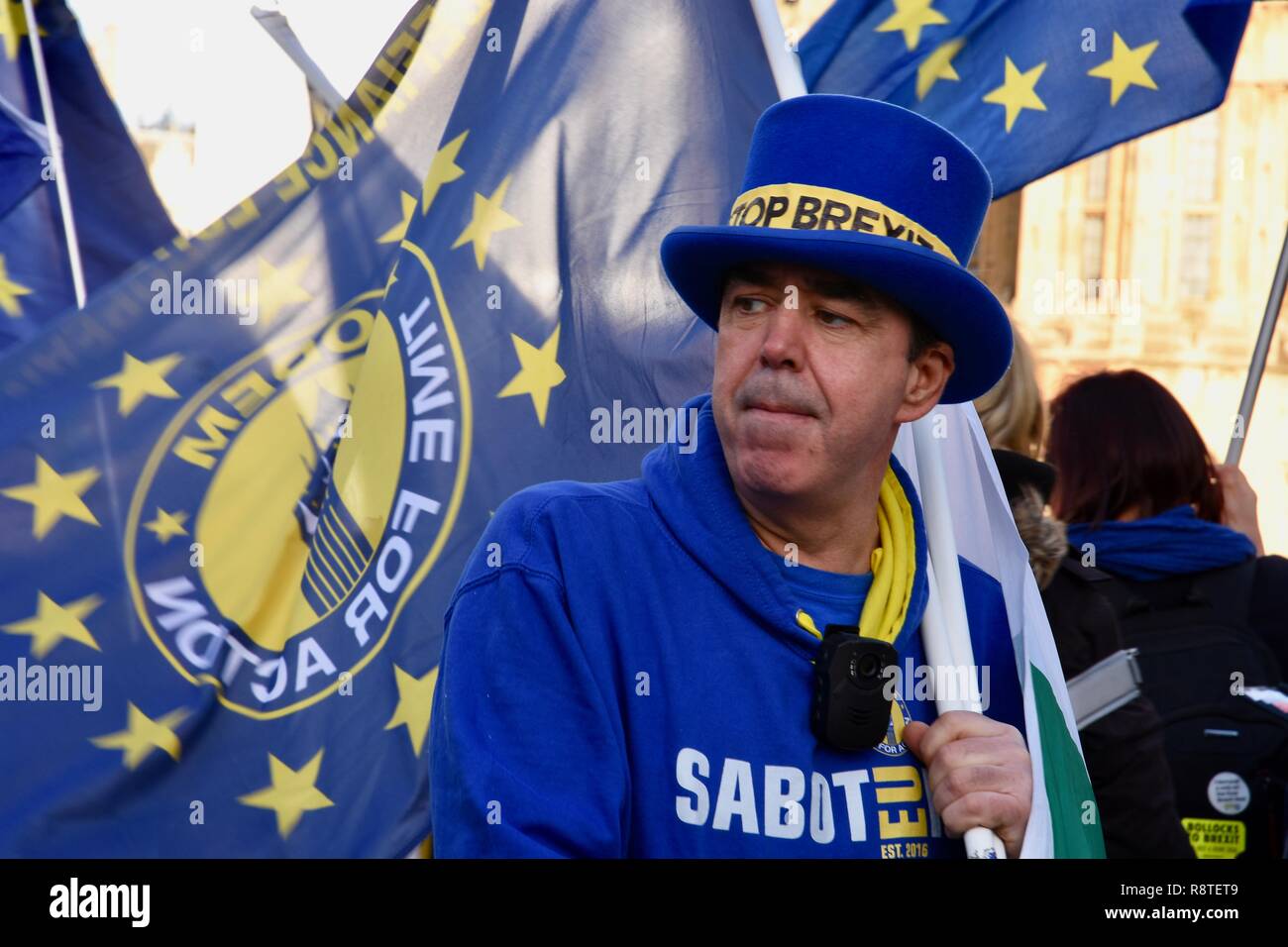 17 Décembre, 2018. Steve Bray,Pro UE SODEM protester.le jour que Theresa peut exclure un deuxième référendum Brexit. Chambres du Parlement,London.UK Crédit : michael melia/Alamy Live News Banque D'Images