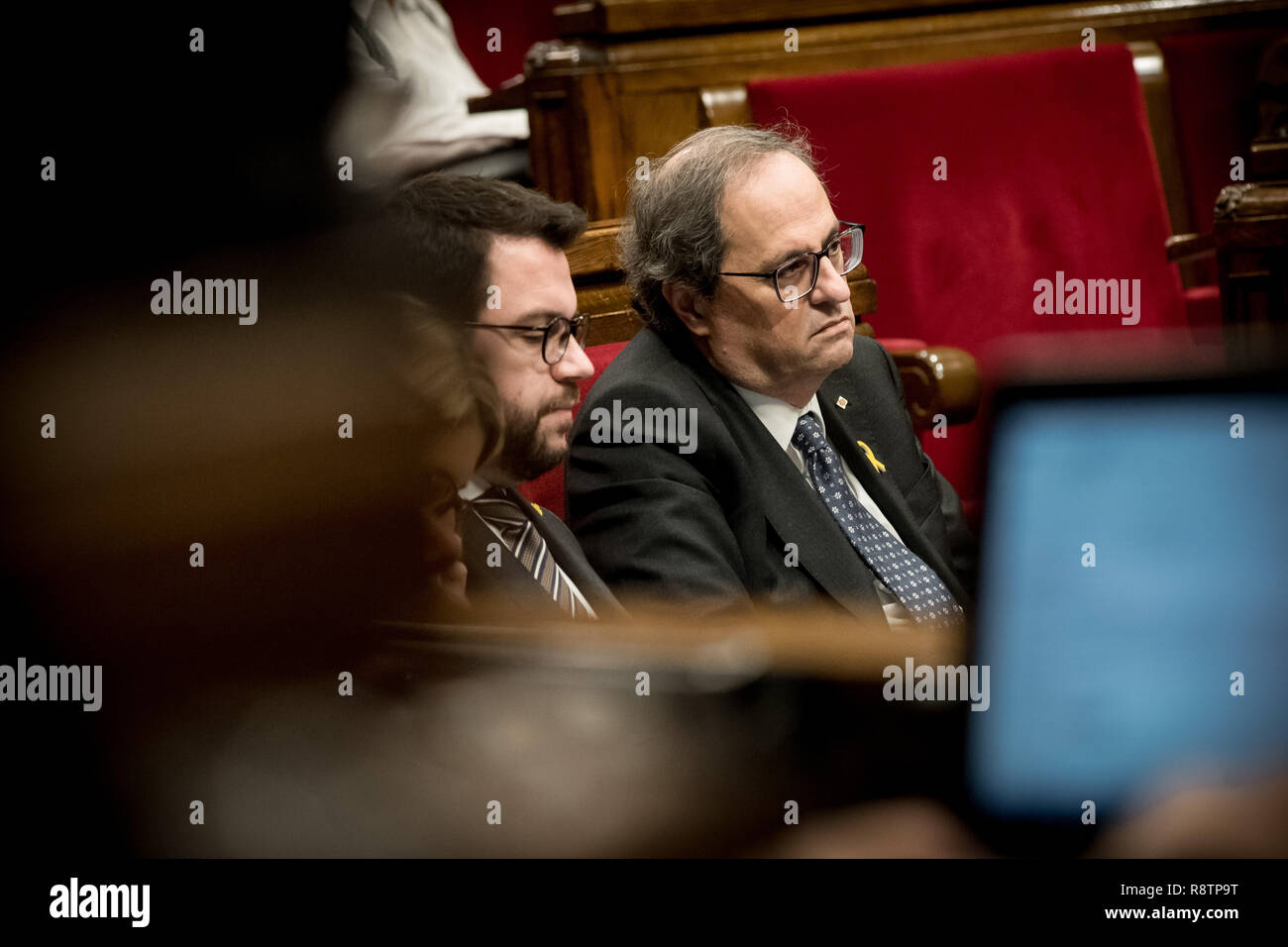 Barcelone, Catalogne, Espagne. Dec 18, 2018. Le président catalan Quim TORRA (Junts per Catalunya partie) participe à une session parlementaire au Parlement de Catalogne à Barcelone. Crédit : Jordi Boixareu/ZUMA/Alamy Fil Live News Banque D'Images