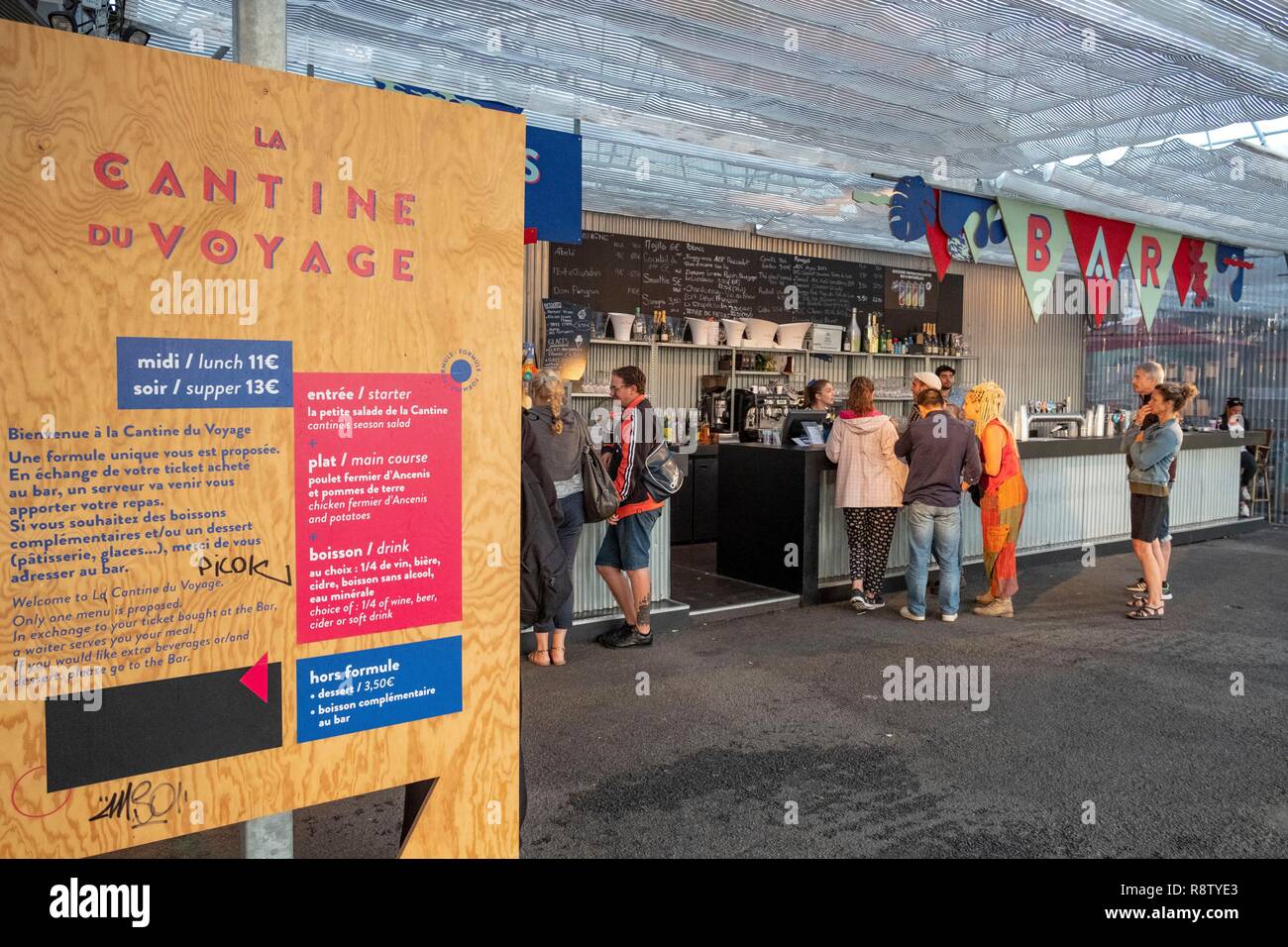 France, Loire Atlantique, Nantes, Ile de Nantes, Quai des Antilles, le restaurant associatif : la cantine du voyage Banque D'Images