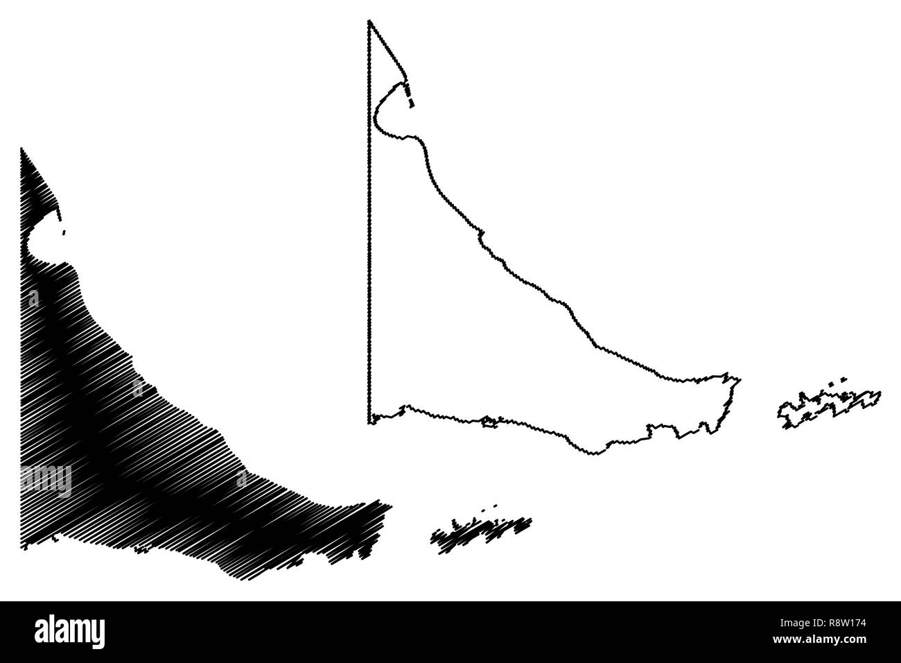 La Tierra del Fuego (Région de l'Argentine, République d'Argentine, les provinces de l'Argentine) map vector illustration gribouillage, croquis Provincia de Tierra del Fu Illustration de Vecteur