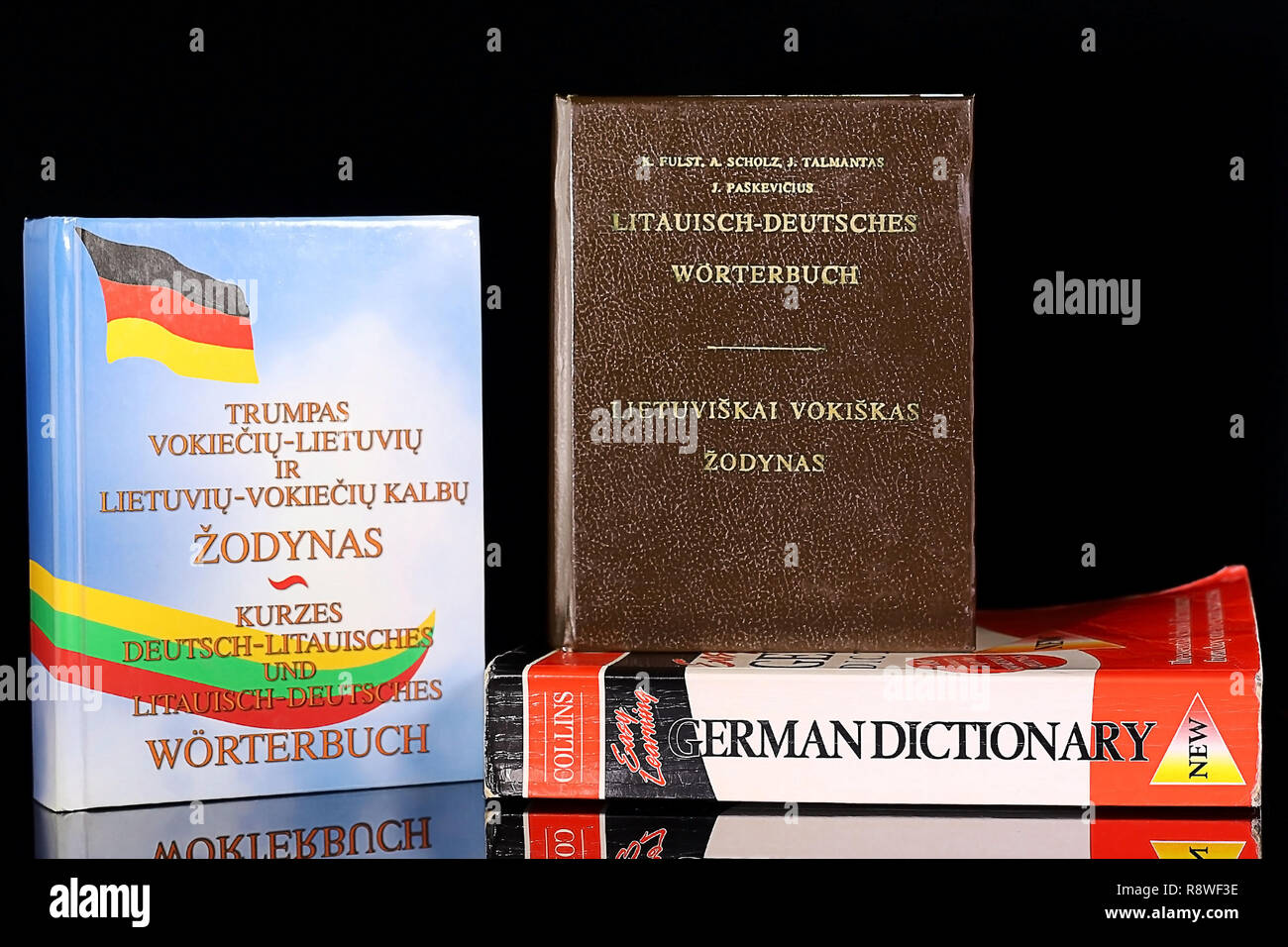 Une Pile de dictionnaires bilingues Banque D'Images