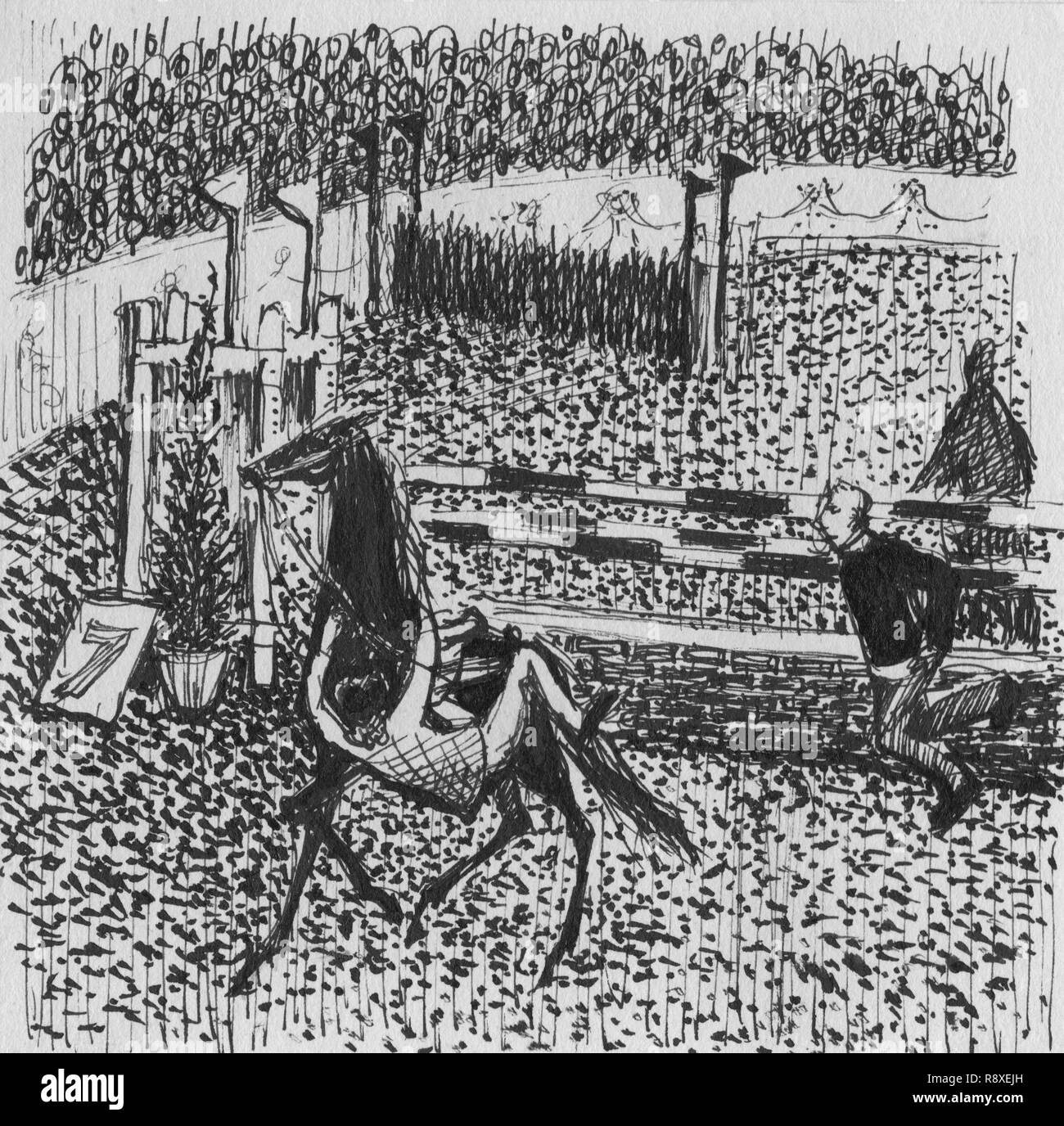 Sauteur de tomber de son cheval, 1952. Organisateur : Shirley Markham. Banque D'Images