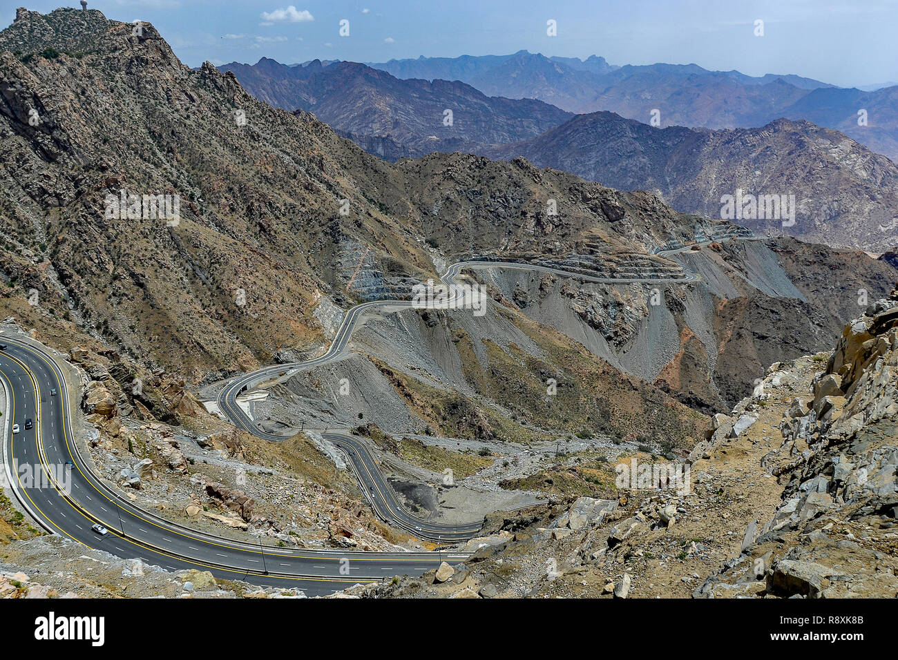Route sinueuse à Al Hada, l'Arabie Saoudite Banque D'Images