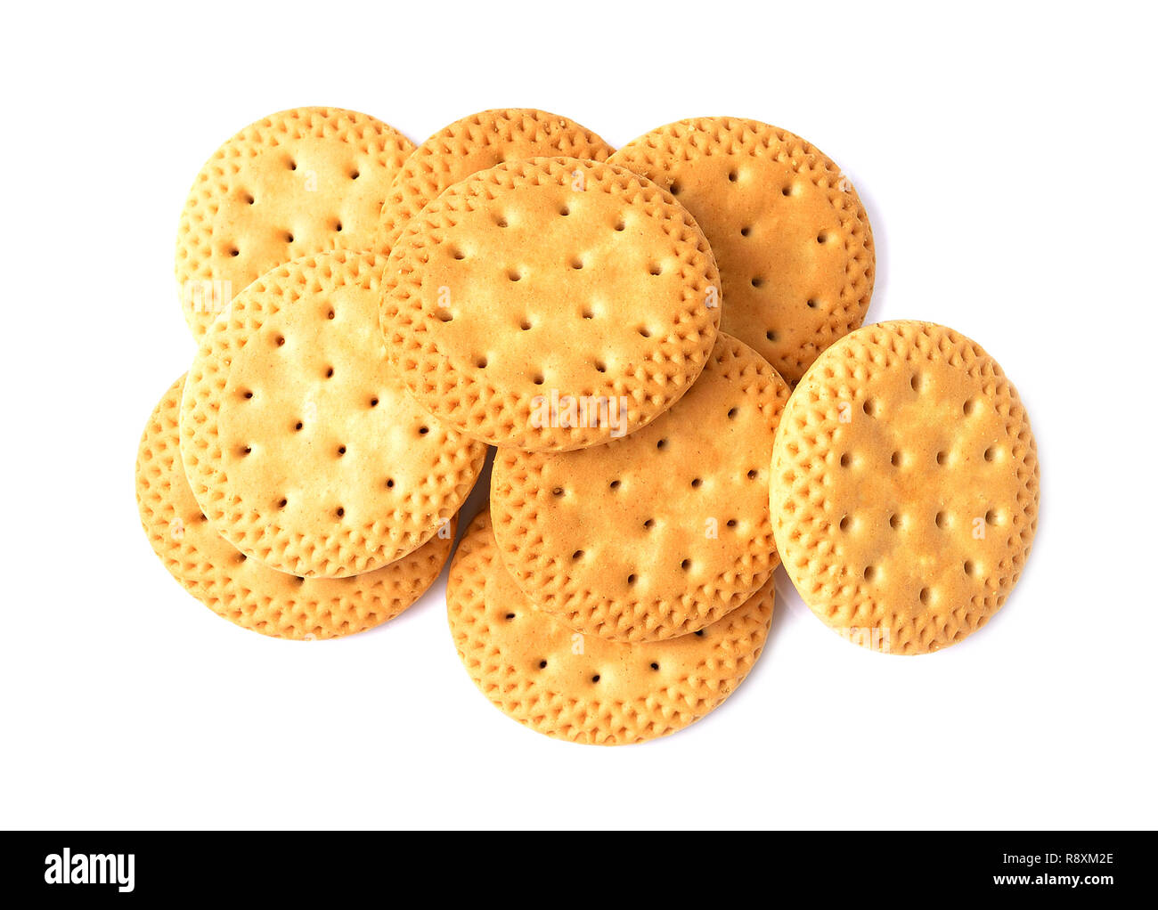 Des craquelins ou des biscuits sur fond blanc Banque D'Images