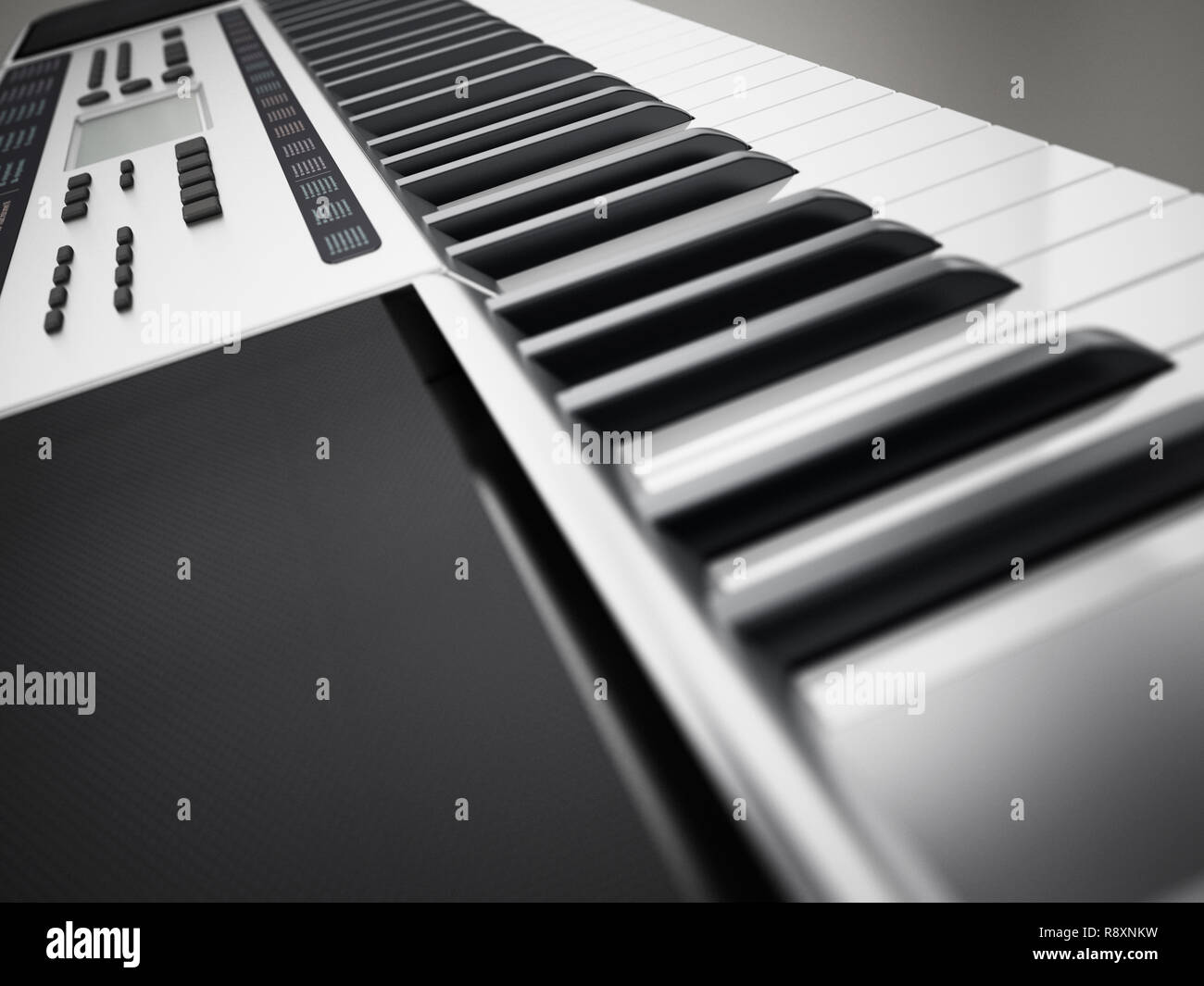 La musique contemporaine de conception générique clavier. 3D illustration. Banque D'Images