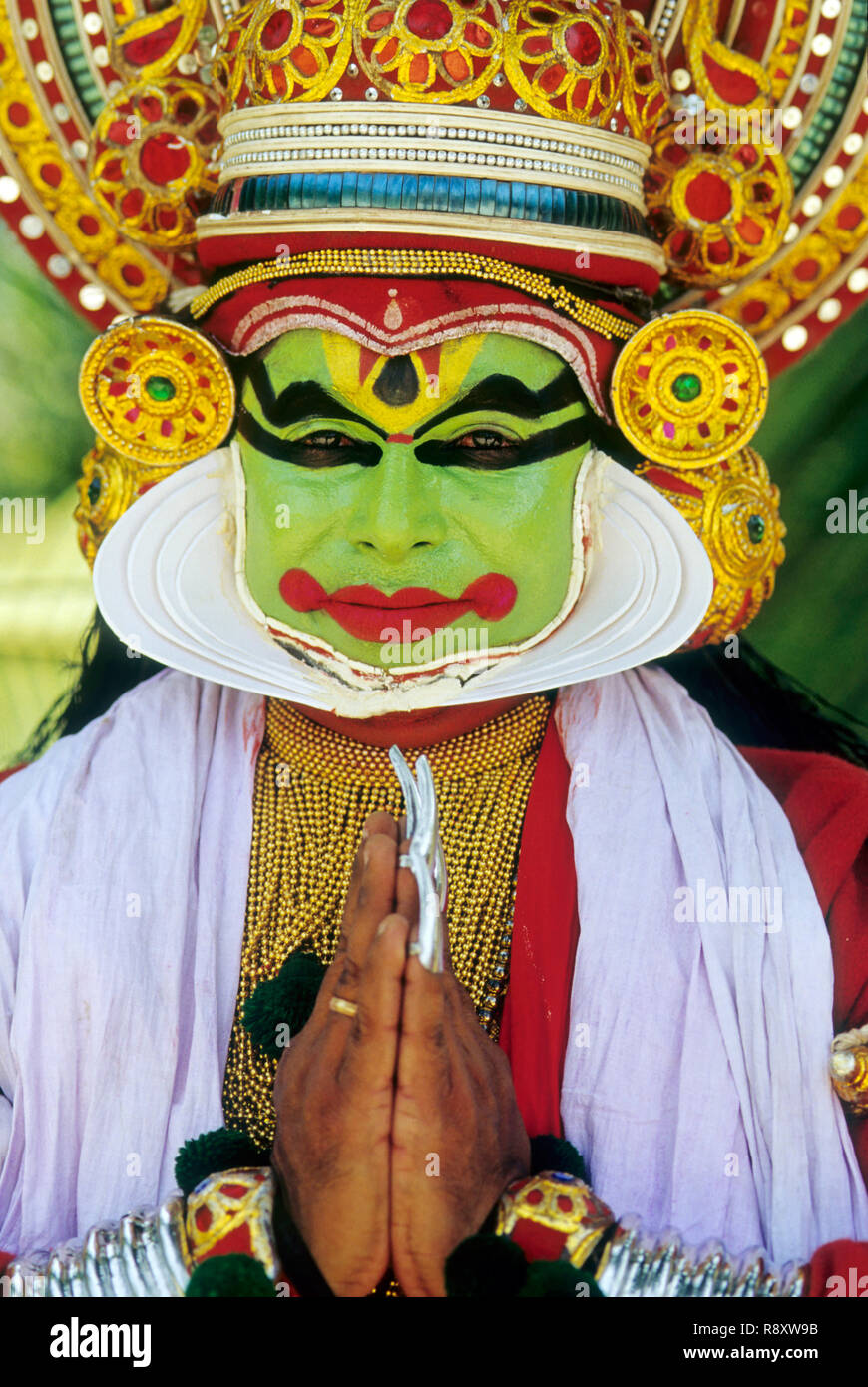 Kathakali, danse classique de l'Inde, K.Sivrajan, Kerala, Inde Banque D'Images