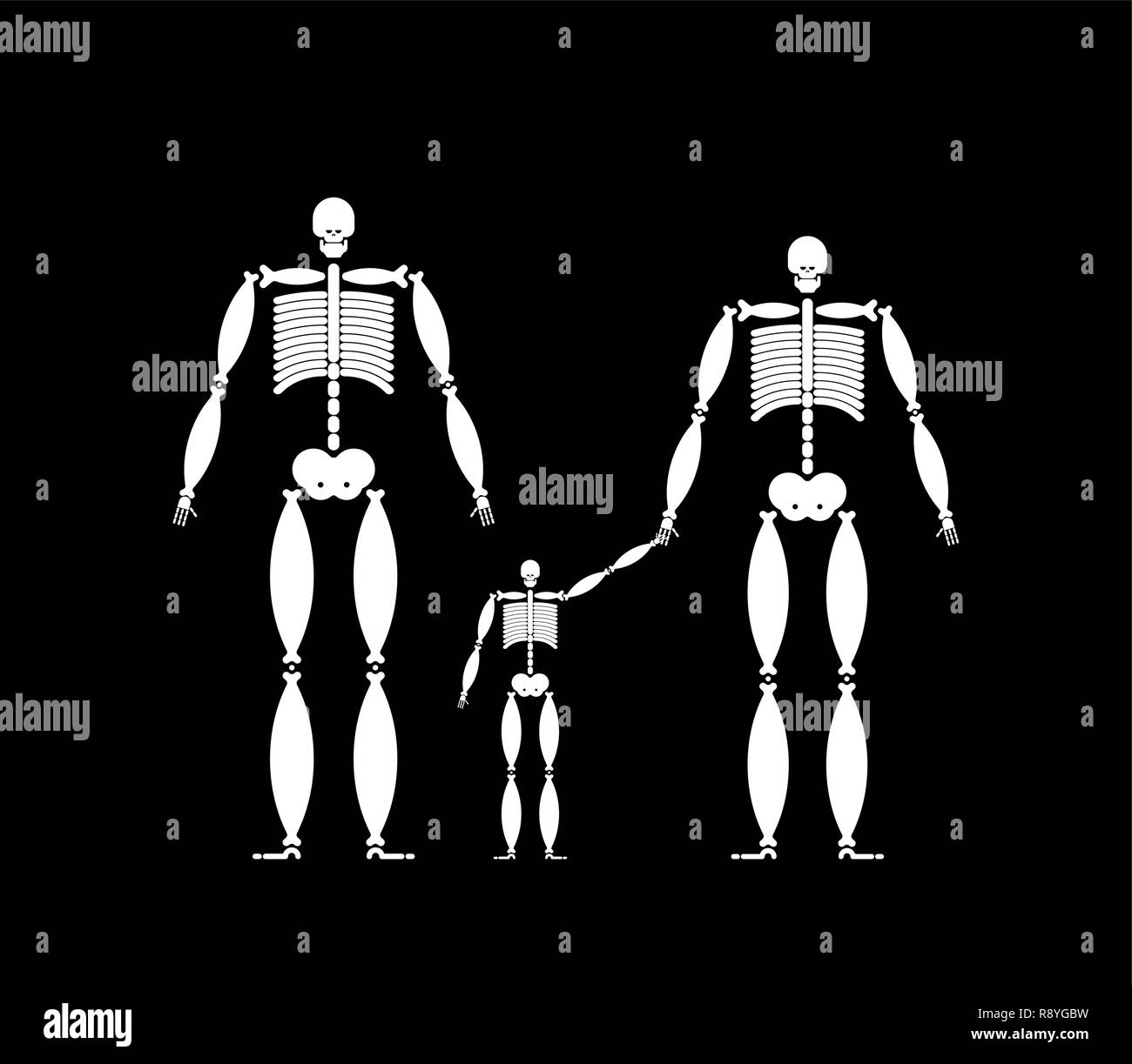 Squelette de la famille. Papa maman et enfant. Famille morts. Vector illustration Illustration de Vecteur