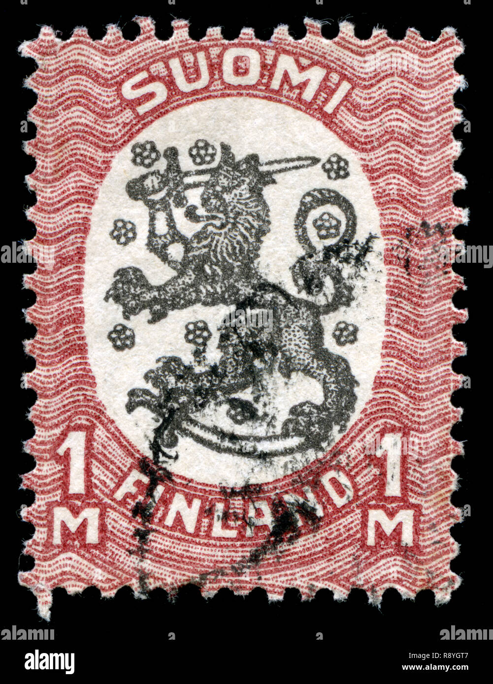 Timbre-poste de la Finlande dans le modèle Saarinen série émise en 1917 Banque D'Images