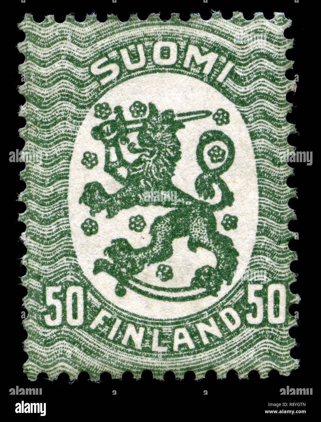 Timbre-poste de la Finlande dans le modèle Saarinen série émise en 1921 Banque D'Images