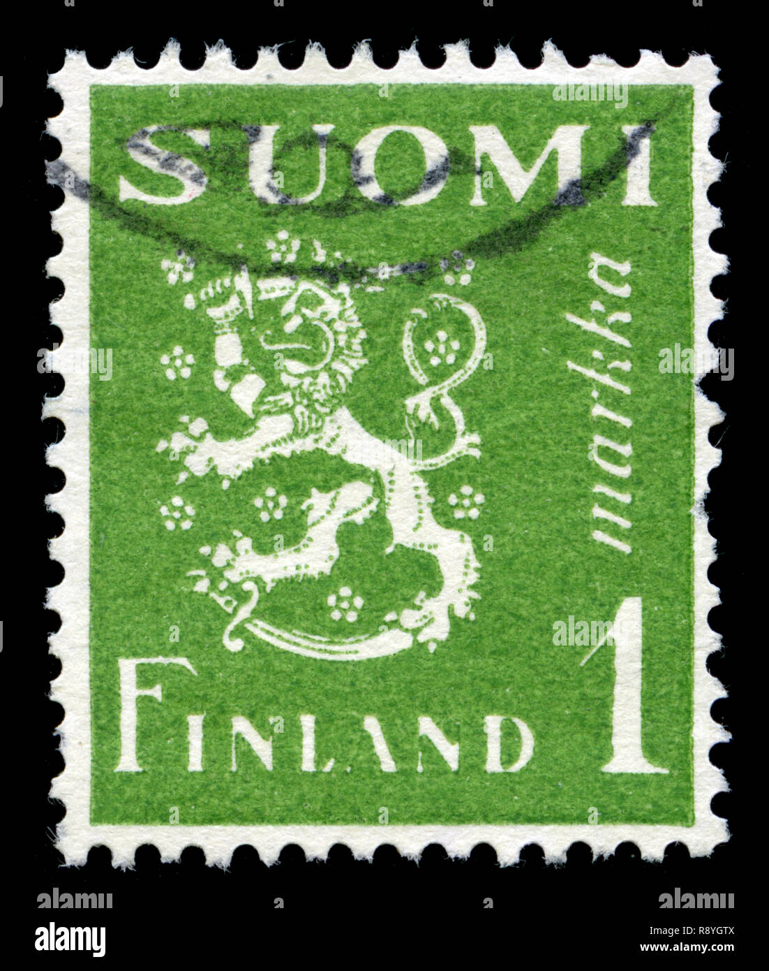 Timbre-poste de la Finlande dans le modèle 1930 Lion série émise en 1942 Banque D'Images