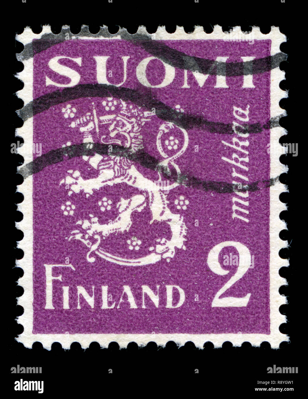 Timbre-poste de la Finlande dans le modèle 1930 Lion série émise en 1932 Banque D'Images