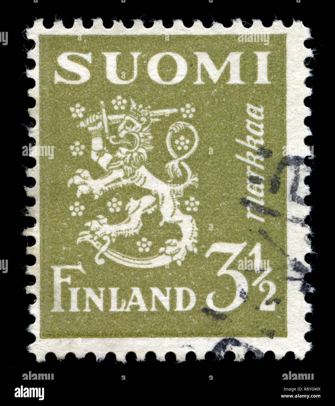 Timbre-poste de la Finlande dans le modèle 1930 Lion série émise en 1942 Banque D'Images