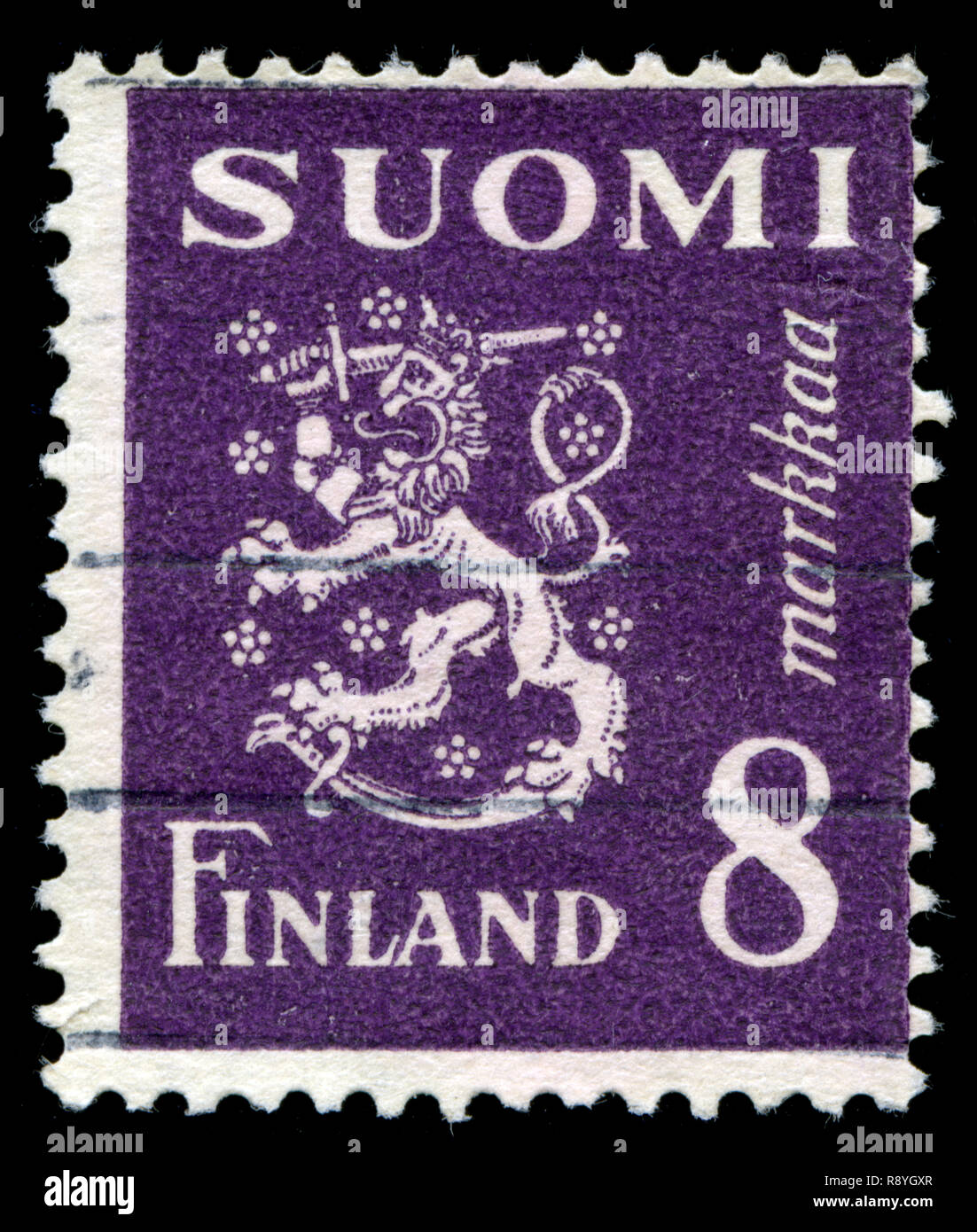 Timbre-poste de la Finlande dans le modèle 1930 Lion série émise en 1946 Banque D'Images