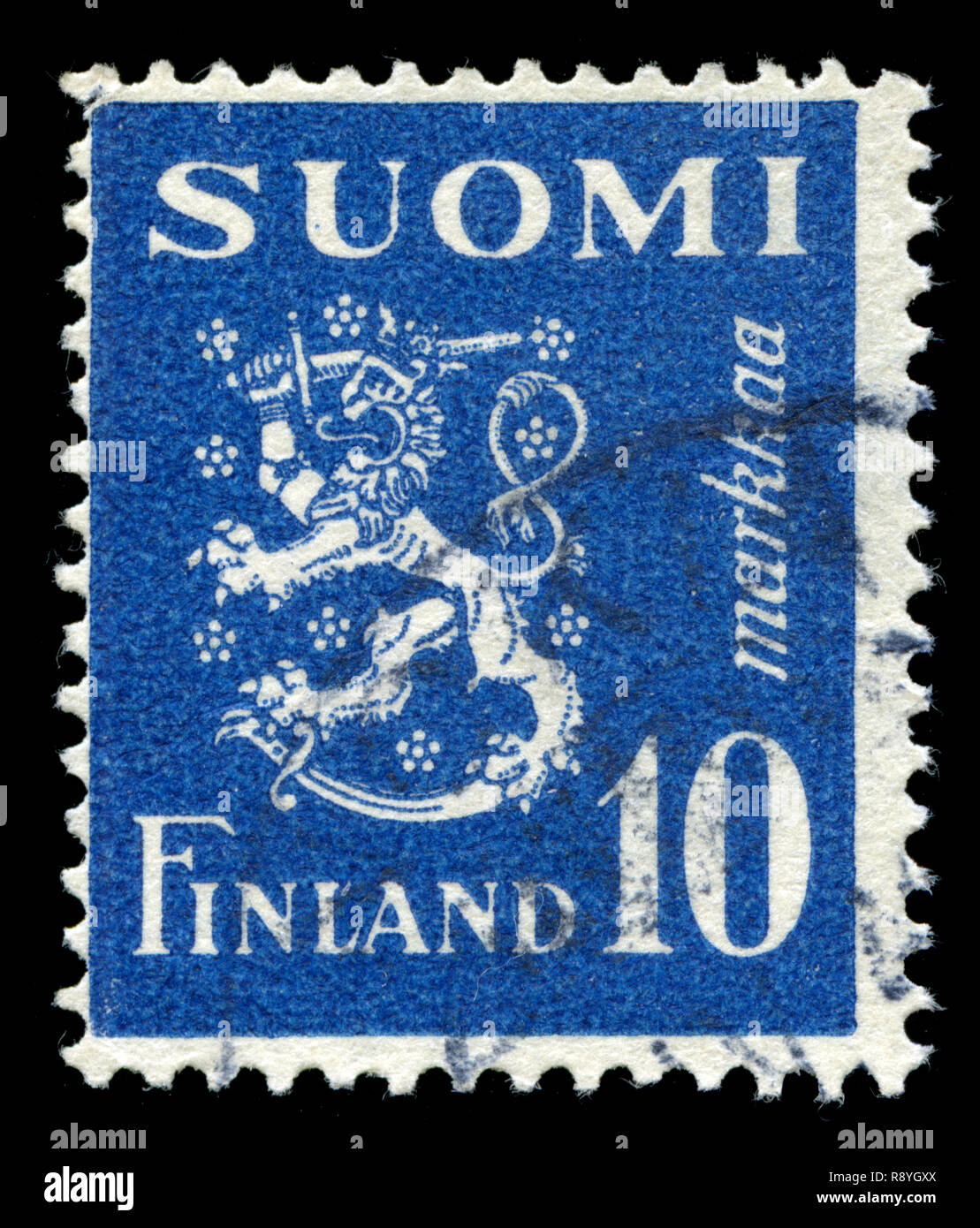 Timbre-poste de la Finlande dans le modèle 1930 Lion série émise en 1945 Banque D'Images