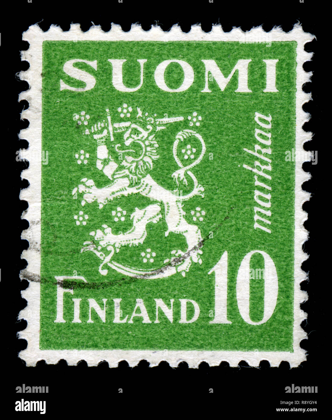 Timbre-poste de la Finlande dans le modèle 1930 Lion série émise en 1952 Banque D'Images