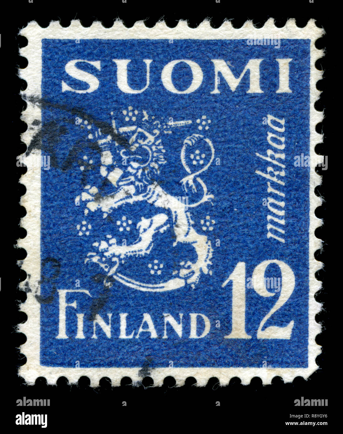 Timbre-poste de la Finlande dans le modèle 1930 Lion série émise en 1947 Banque D'Images