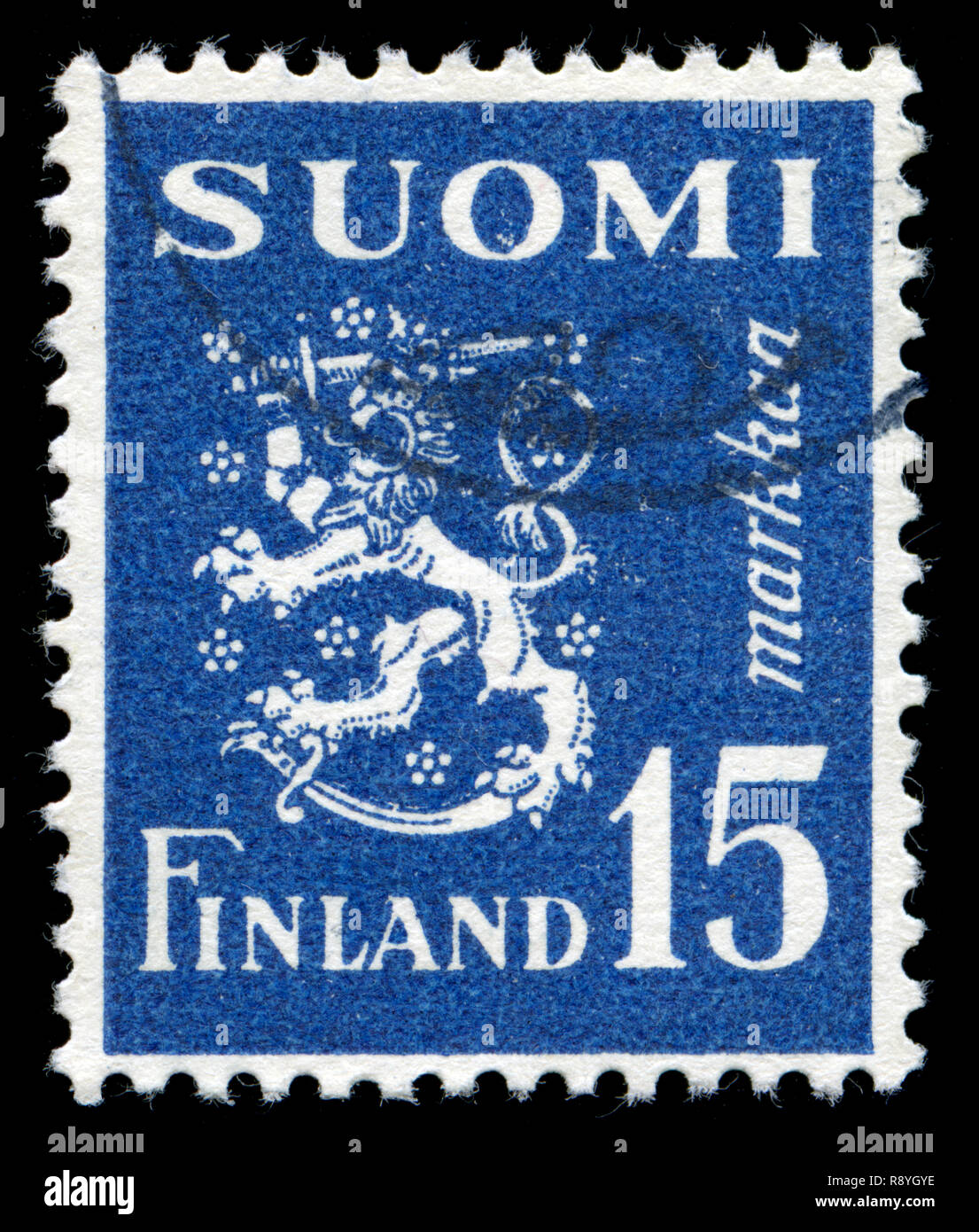 Timbre-poste de la Finlande dans le modèle 1930 Lion série émise en 1948 Banque D'Images