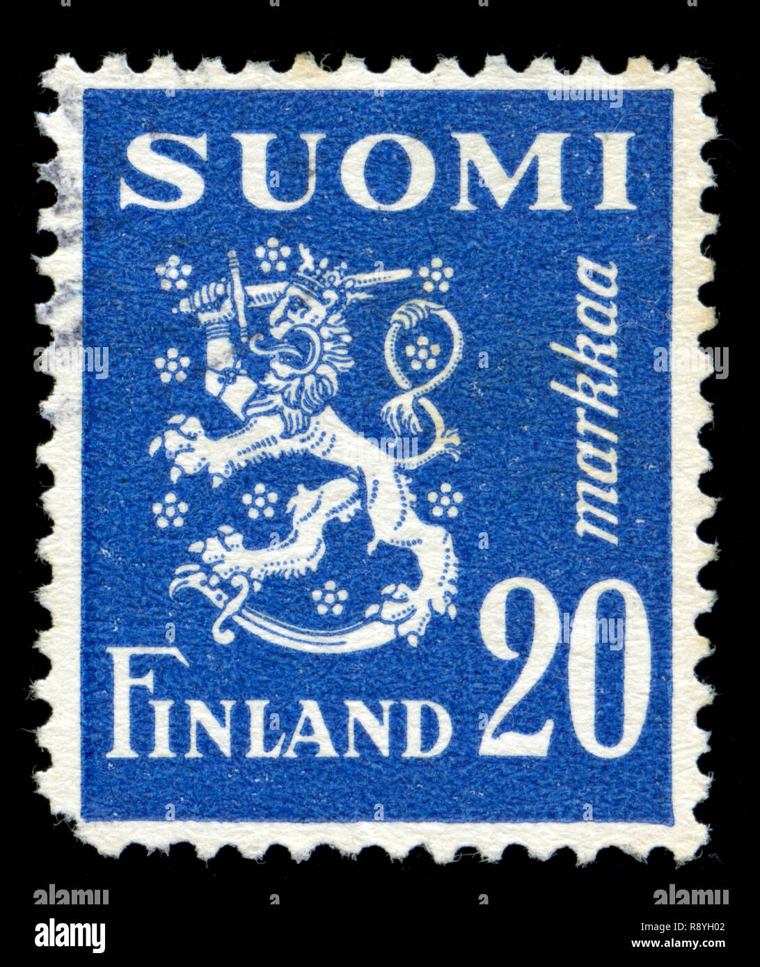 Timbre-poste de la Finlande dans le modèle 1930 Lion série émise en 1950 Banque D'Images