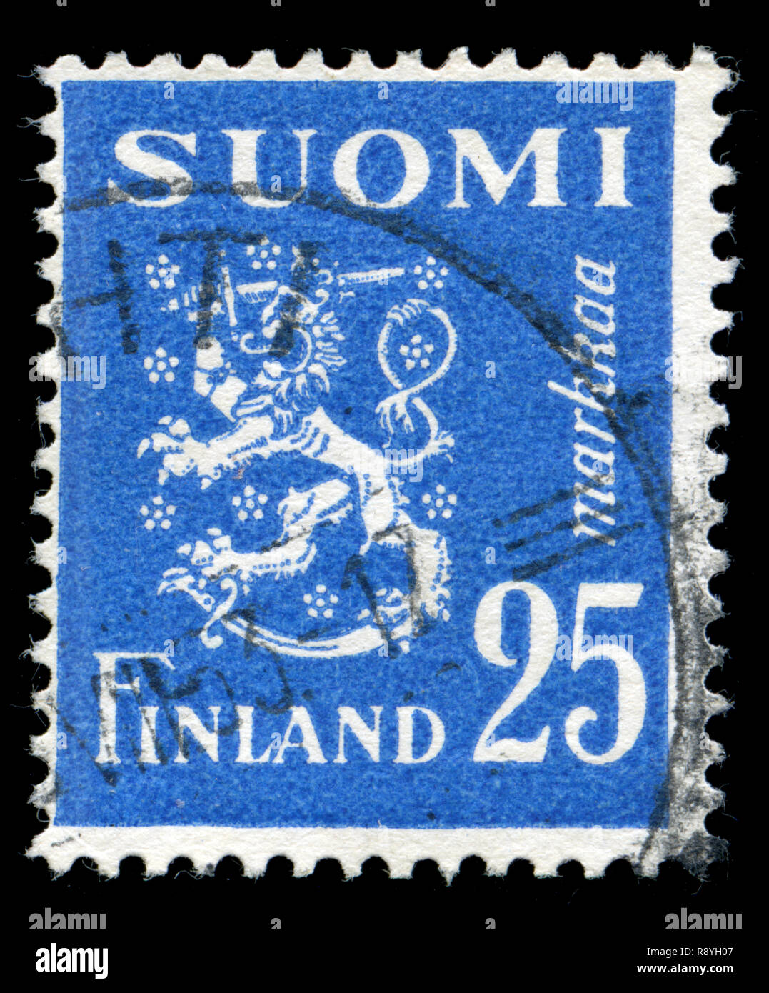 Timbre-poste de la Finlande dans le modèle 1930 Lion série émise en 1952 Banque D'Images