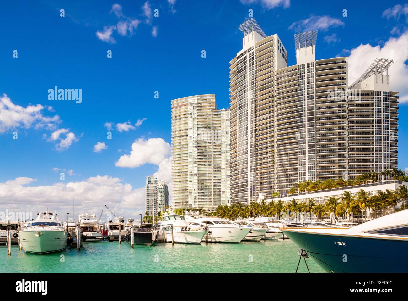 États-unis, Floride, Miami, Miami Beach Marina Banque D'Images