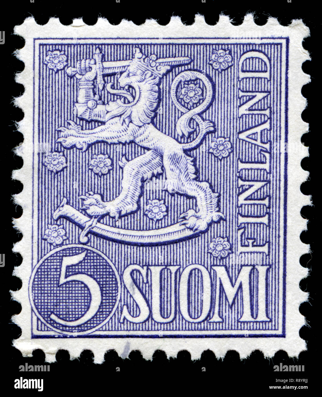 Timbre-poste de la Finlande dans le blason de la série 1954 modèle, Banque D'Images
