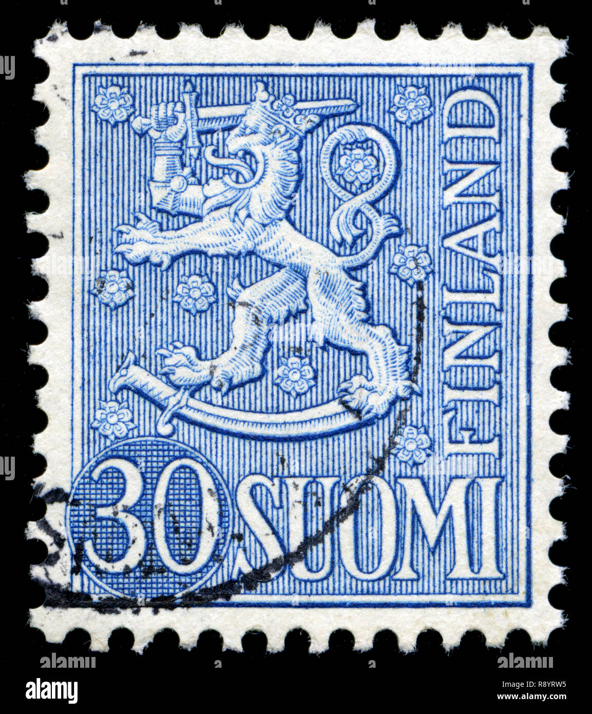 Timbre-poste de la Finlande dans le blason de la série 1954 modèle, Banque D'Images