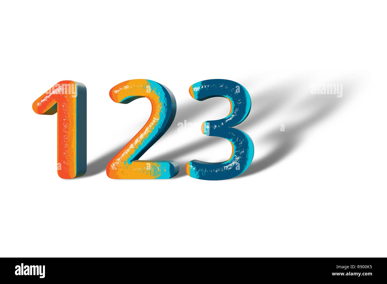 Numéro 3D 123 cent vingt trois couleurs vives Banque D'Images
