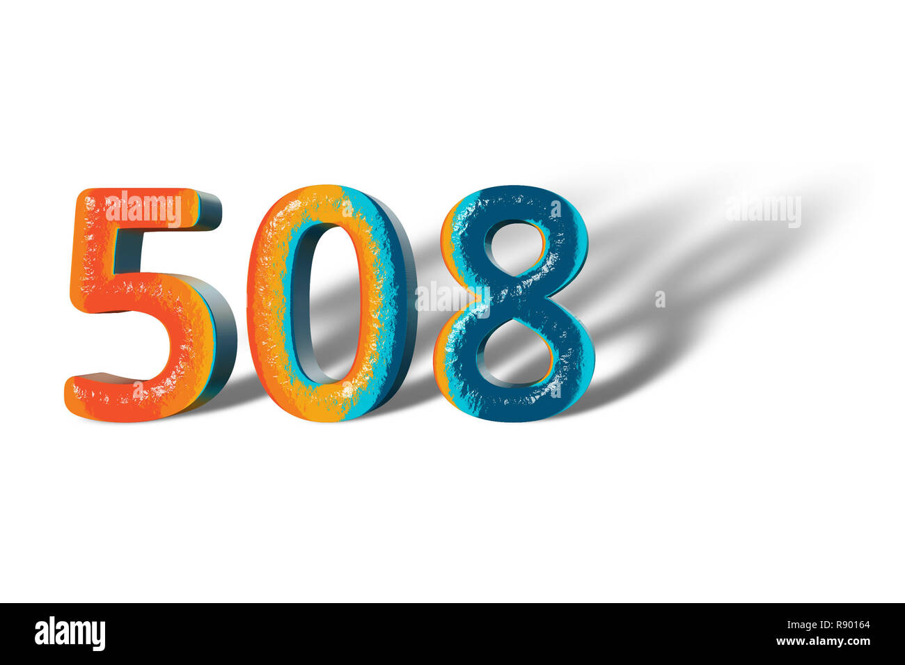 Numéro 508 3D cinq cent huit couleurs vives Banque D'Images