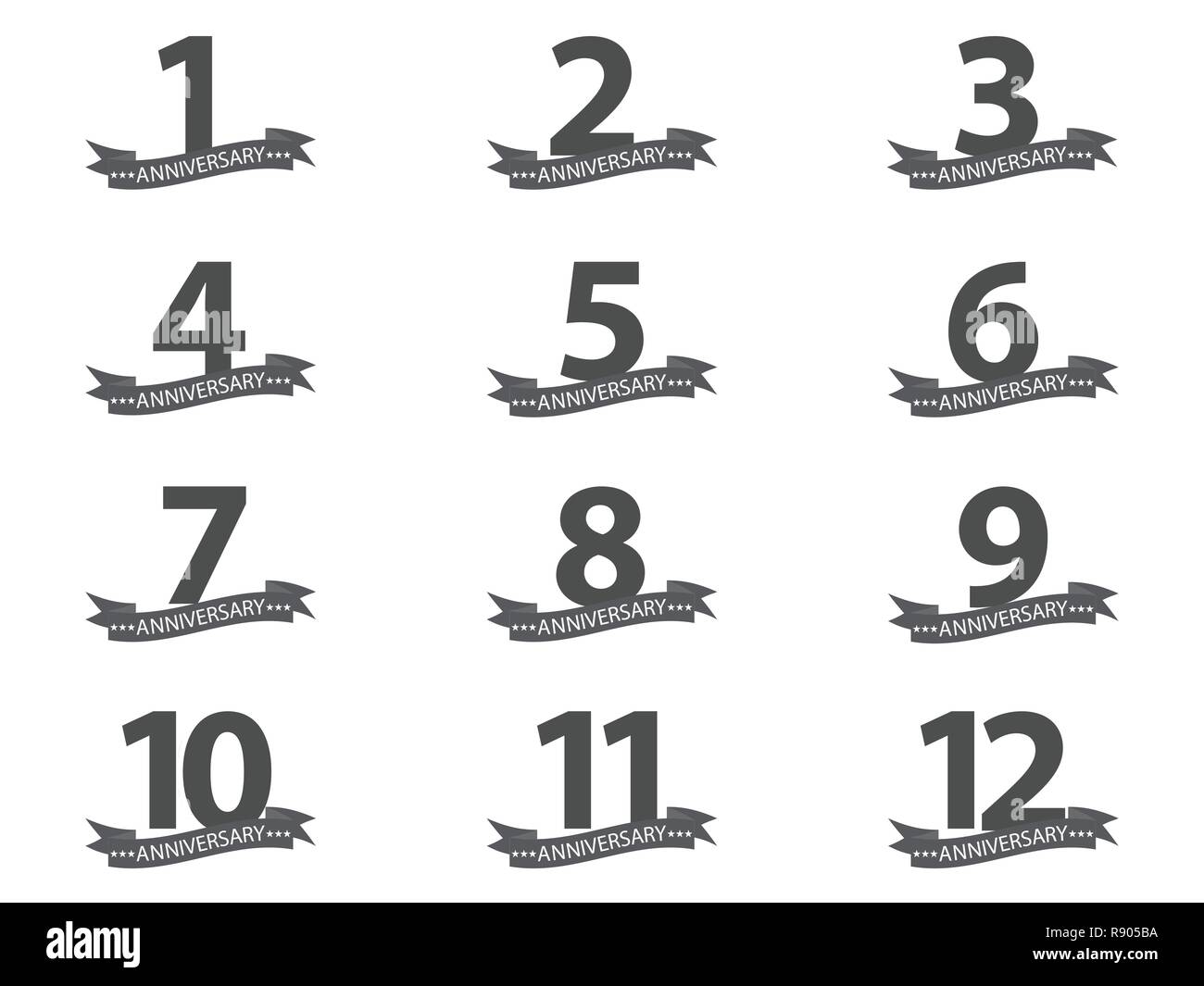 Anniversaire 12 collection set Illustration de Vecteur