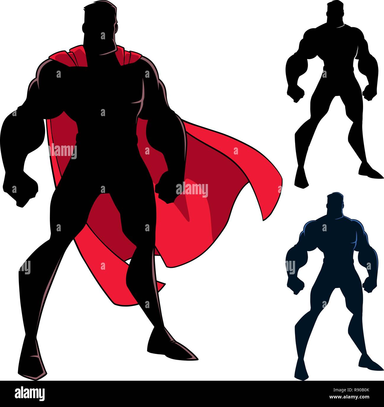 Super héros debout Tall Silhouette Illustration de Vecteur