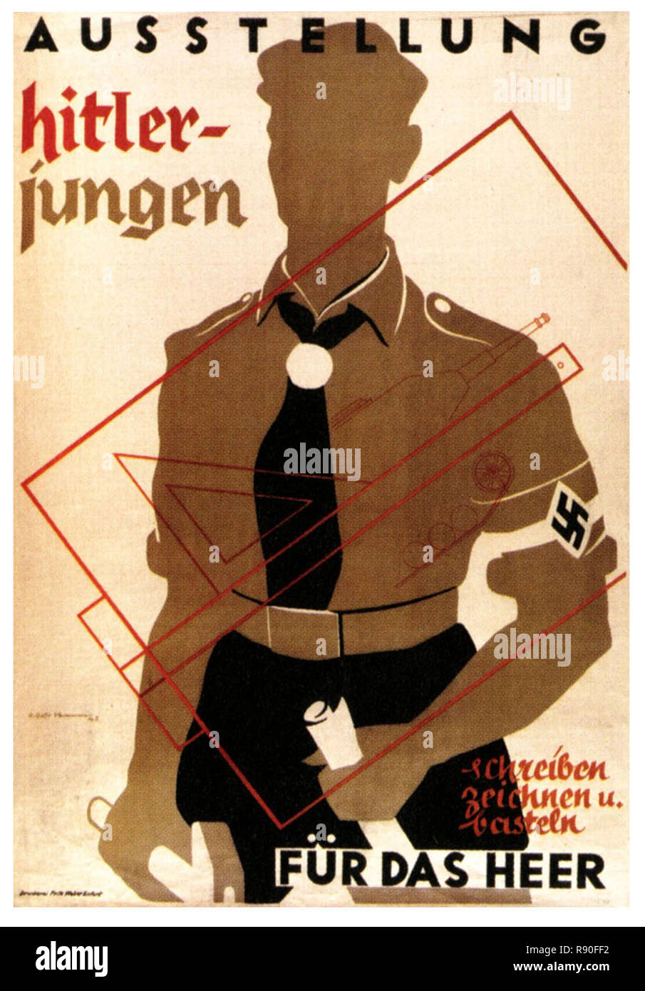 Pièce d'art et d'artisanat par Hitler la jeunesse - Vintage Affiche de propagande nazie allemande Banque D'Images