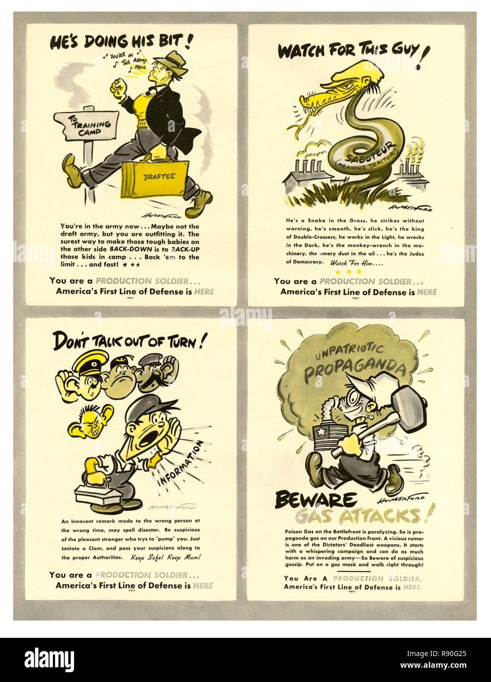 Amériques Première ligne de défense - Vintage Affiches de propagande américaine Banque D'Images